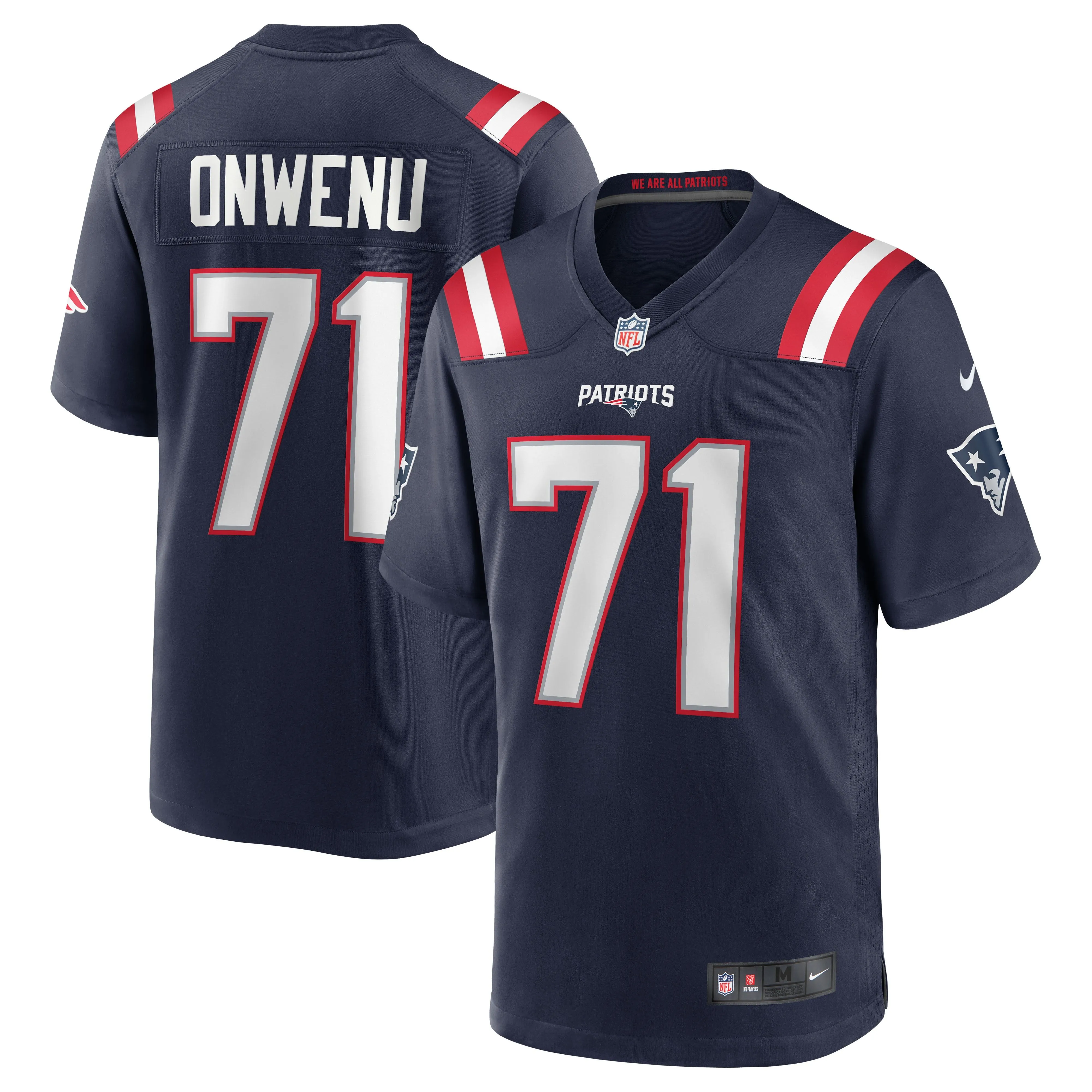 Mike Onwenu New England Patriots  Team Game Jersey - Navy