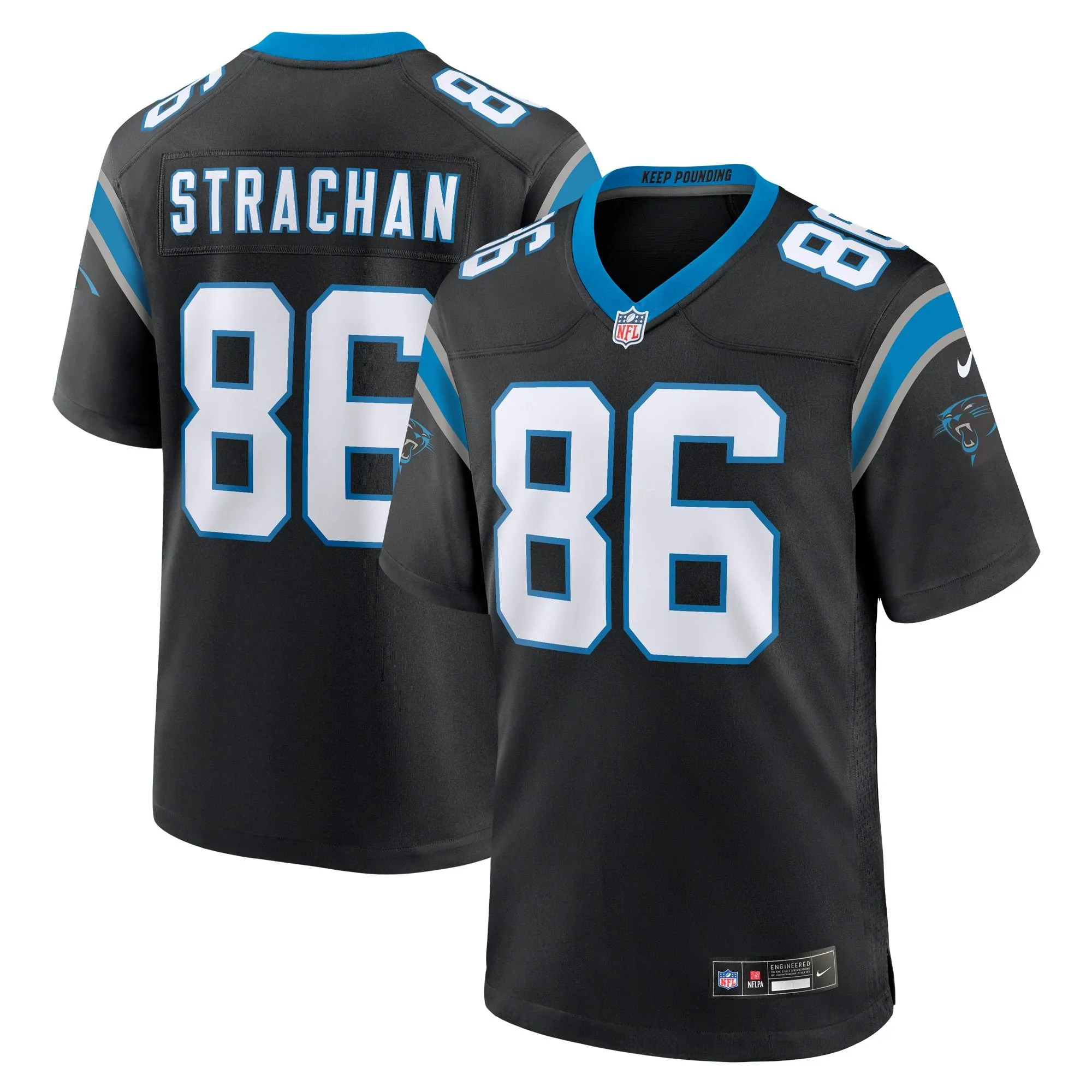 Mike Strachan Carolina Panthers   Game Jersey -  Black