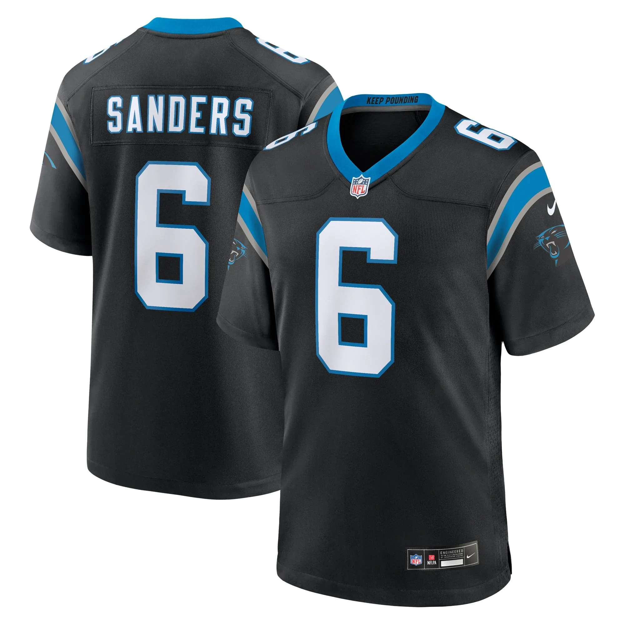 Miles Sanders Carolina Panthers  Game Player Jersey - Black