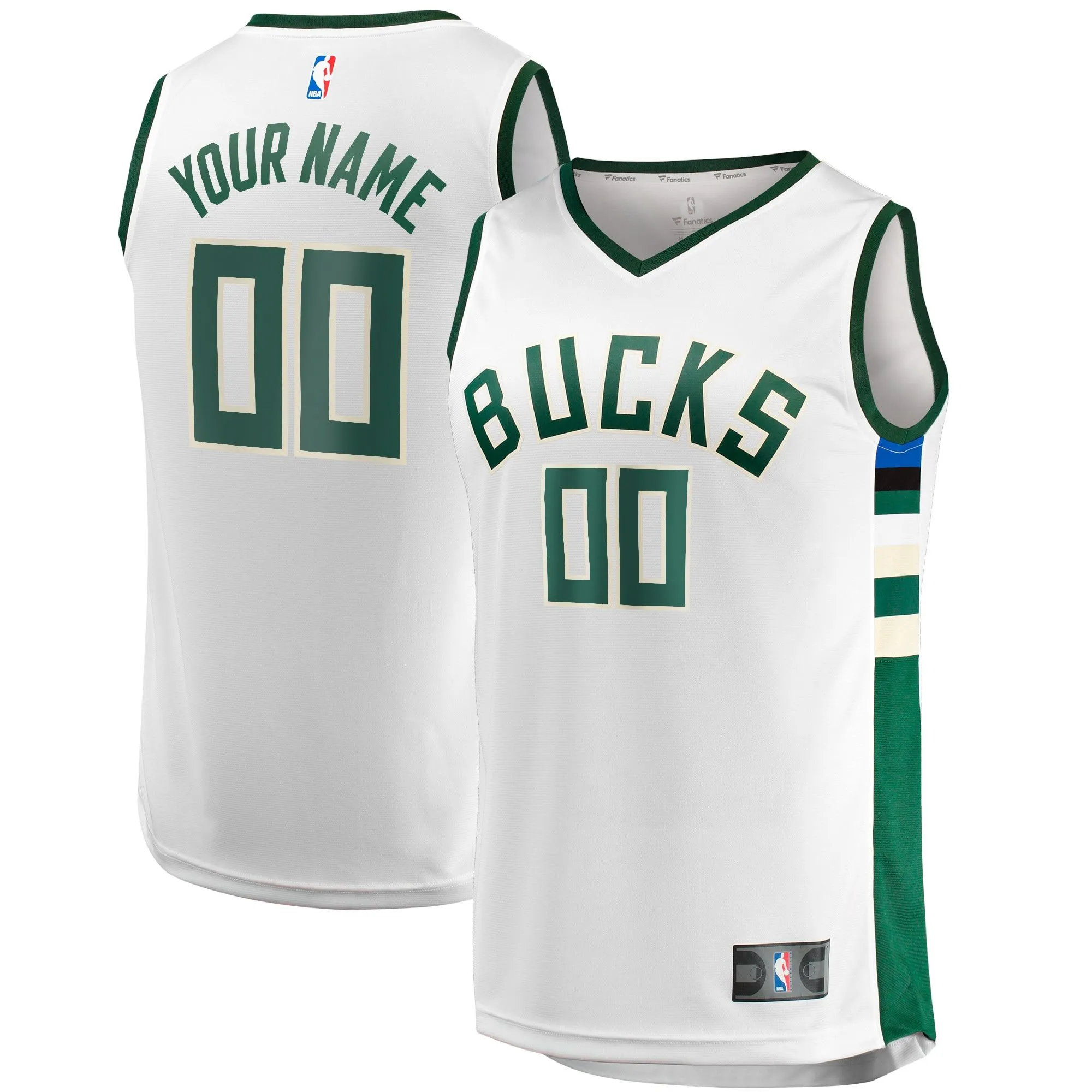 Milwaukee Bucks Fanatics Branded Unisex Fast Break Custom Jersey - White - Association Edition