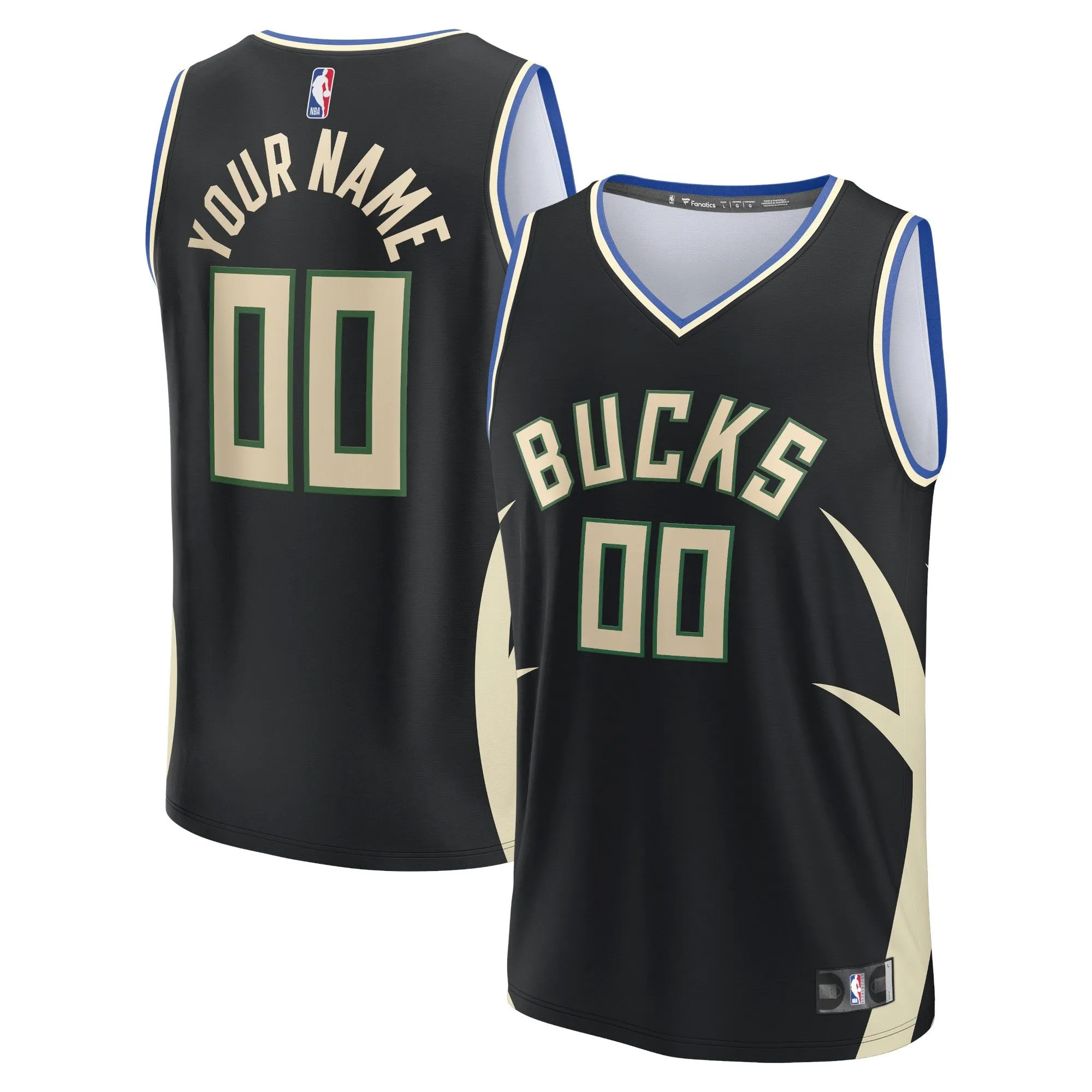 Milwaukee Bucks Fanatics Branded Youth Fast Break Custom Jersey - Black - Statement Edition