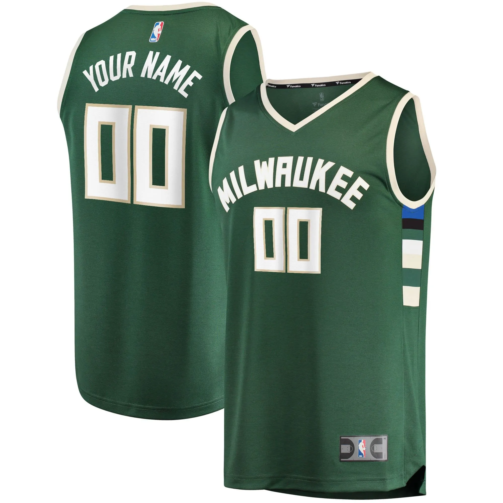 Milwaukee Bucks Fanatics Branded Youth Fast Break Custom Replica Jersey Hunter Green - Icon Edition