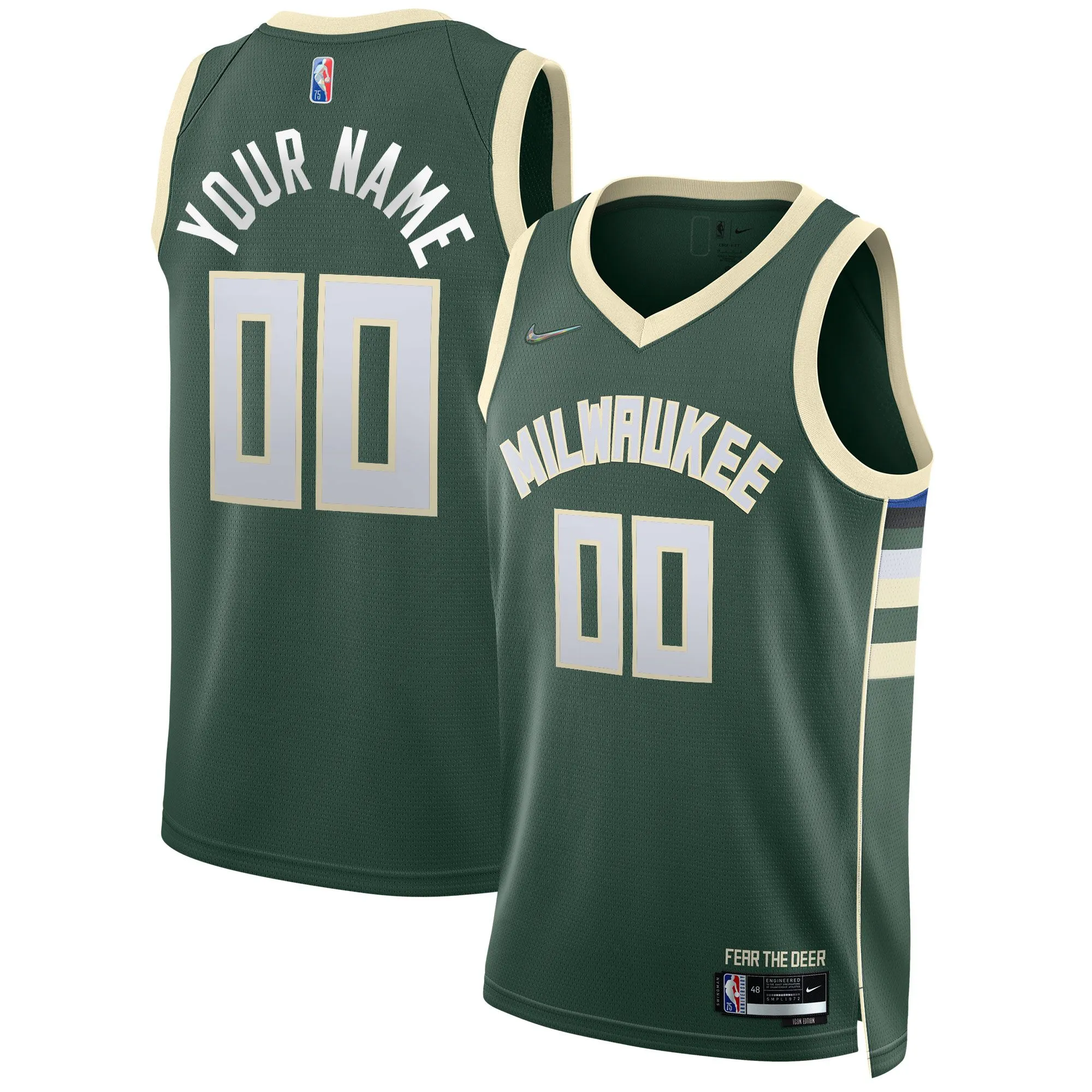 Milwaukee Bucks  2021/22 Diamond Swingman Custom Jersey - Icon Edition - Hunter Green