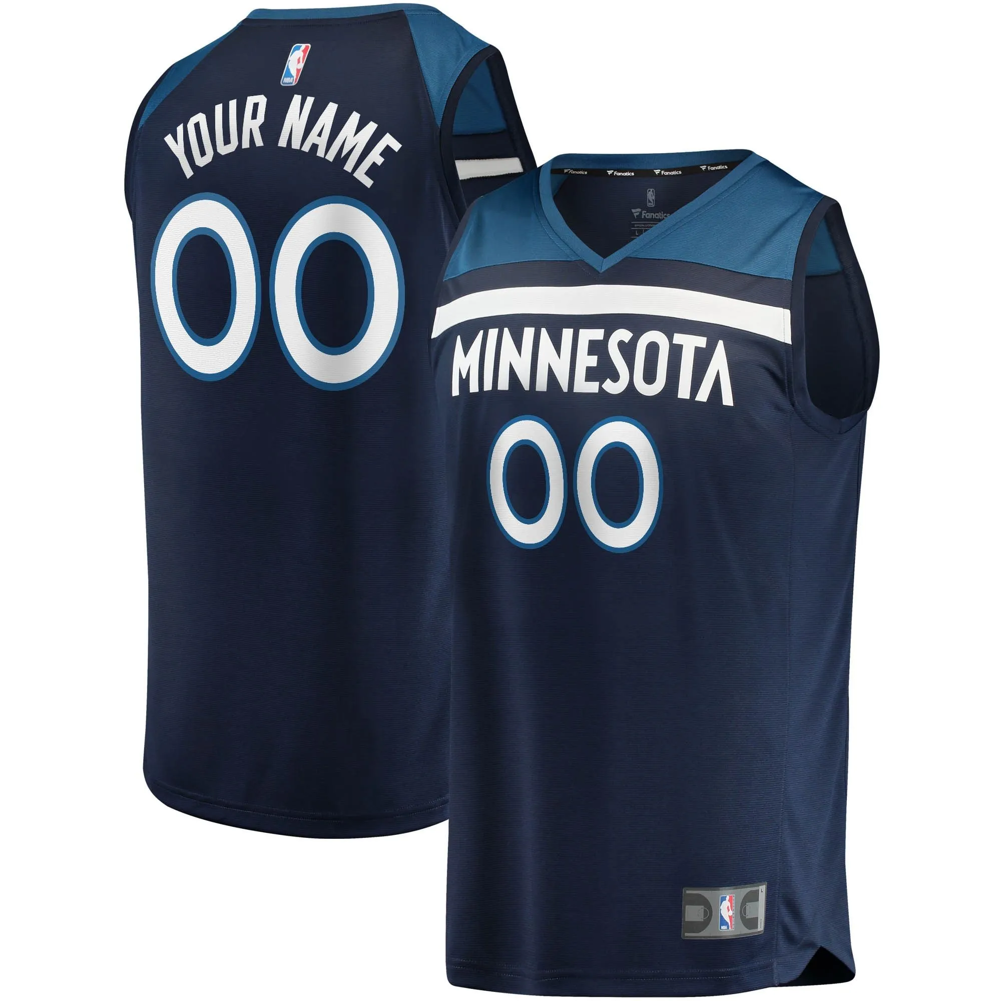 Minnesota Timberwolves Fanatics Branded Youth Fast Break Custom Replica Jersey Navy - Icon Edition