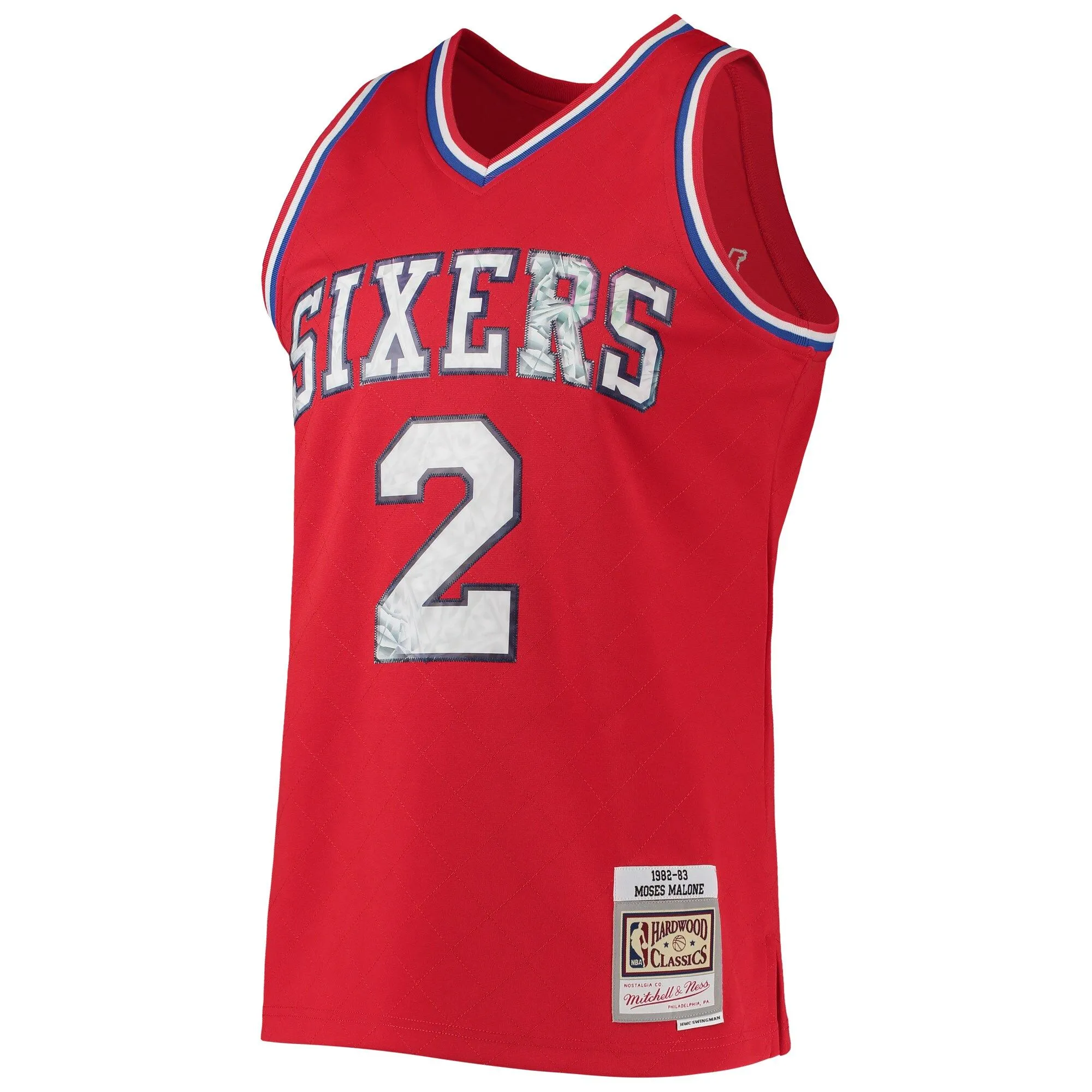 Moses Malone Philadelphia 76ers Mitchell & Ness 1982/83 Hardwood Classics NBA 75th Anniversary Diamond Swingman Jersey - Red