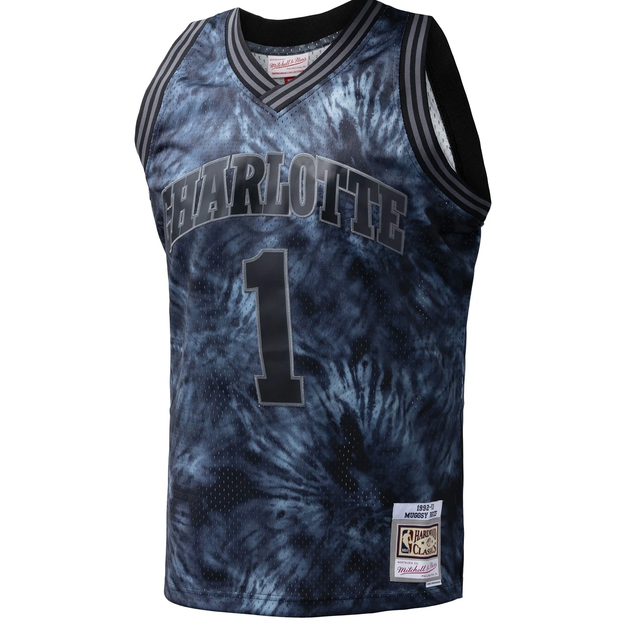 Muggsy Bogues Charlotte Hornets Mitchell & Ness Hardwood Classics 1992/93 Tie-Dye Swingman Jersey - Black