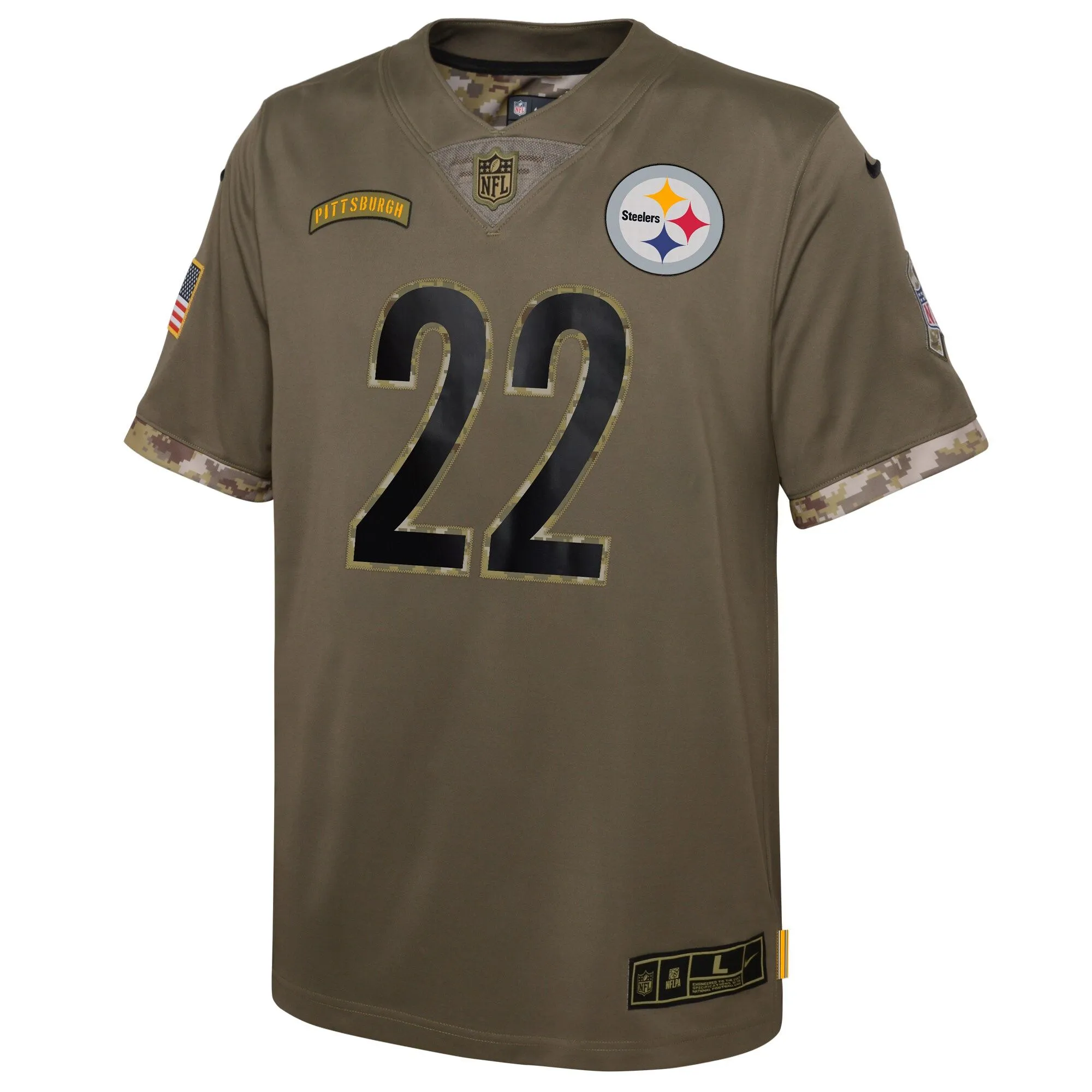 Najee Harris Pittsburgh Steelers  Youth 2022 Salute To Service Player Limited Jersey - Olive