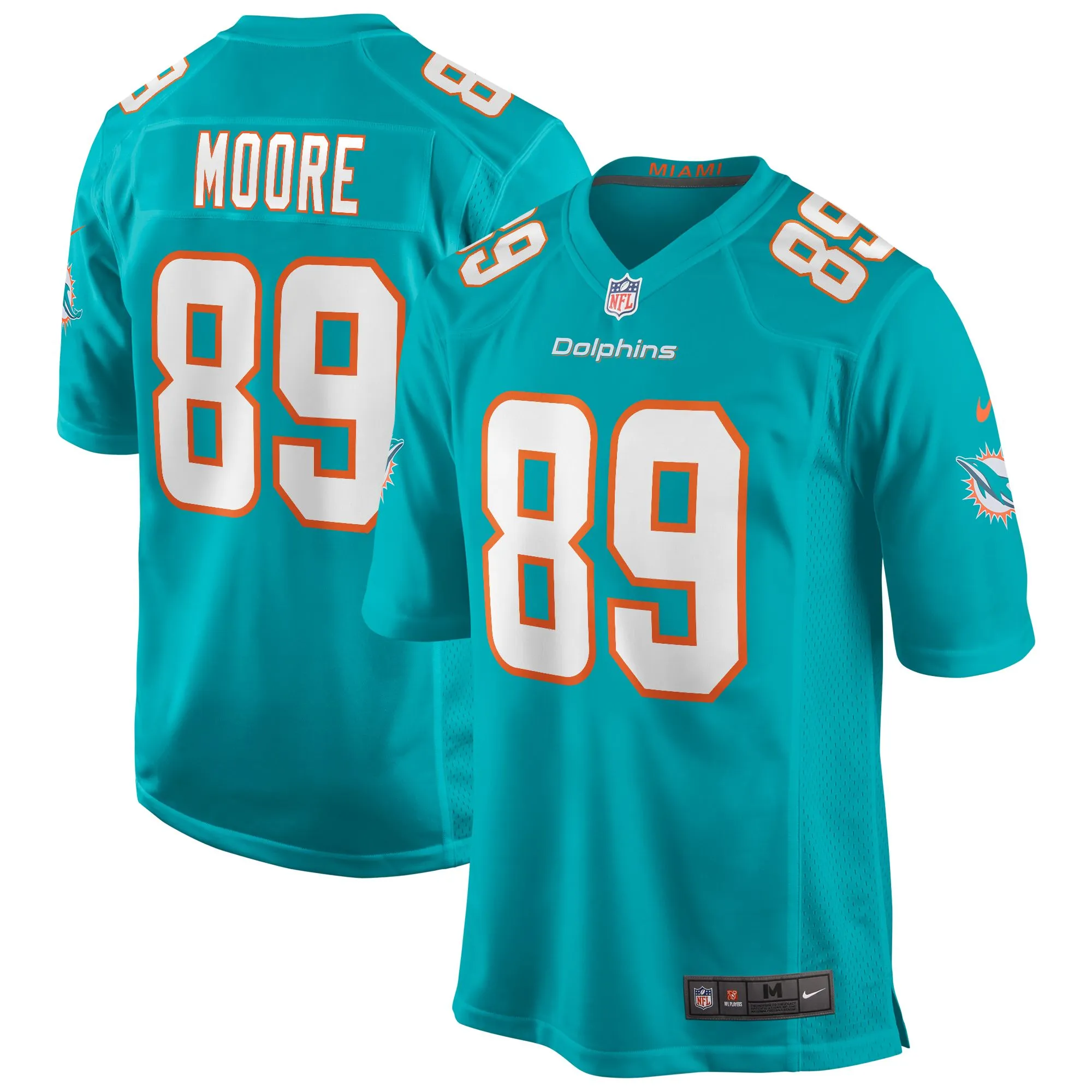 Nat Moore Miami Dolphins  Game Retired Player Jersey - Aqua