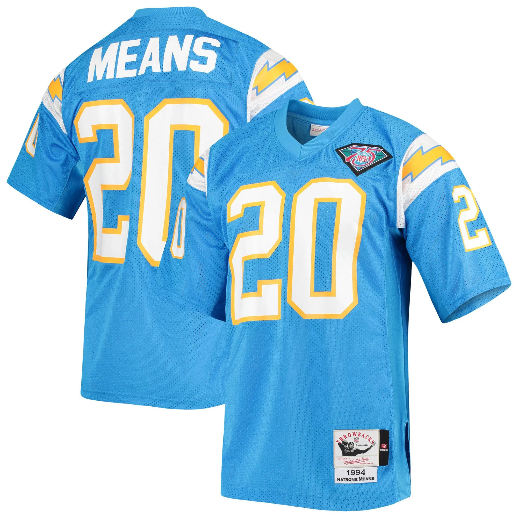 Natrone Means Los Angeles Chargers 1994 Mitchell & Ness  Throwback Retired Player Jersey - Powder Blue