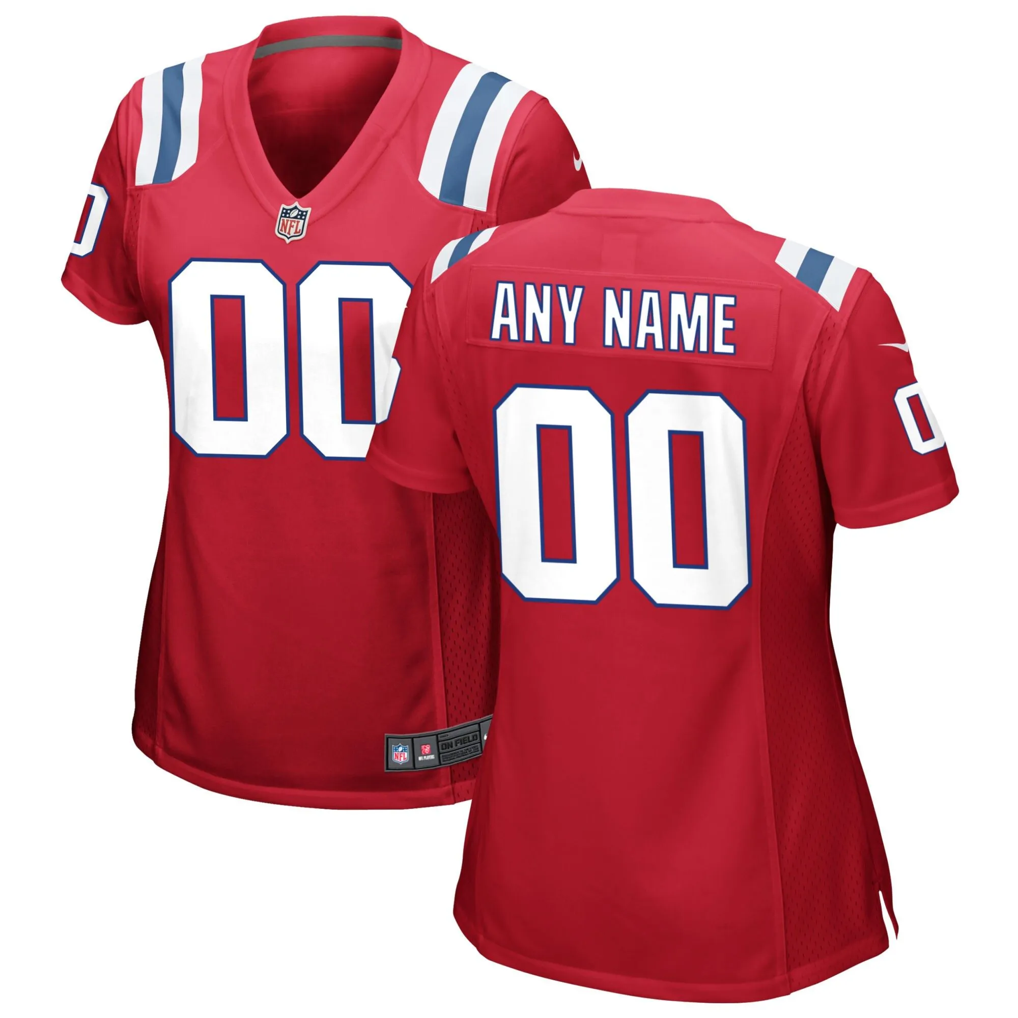 New England Patriots  Women's Alternate Custom Jersey - Red