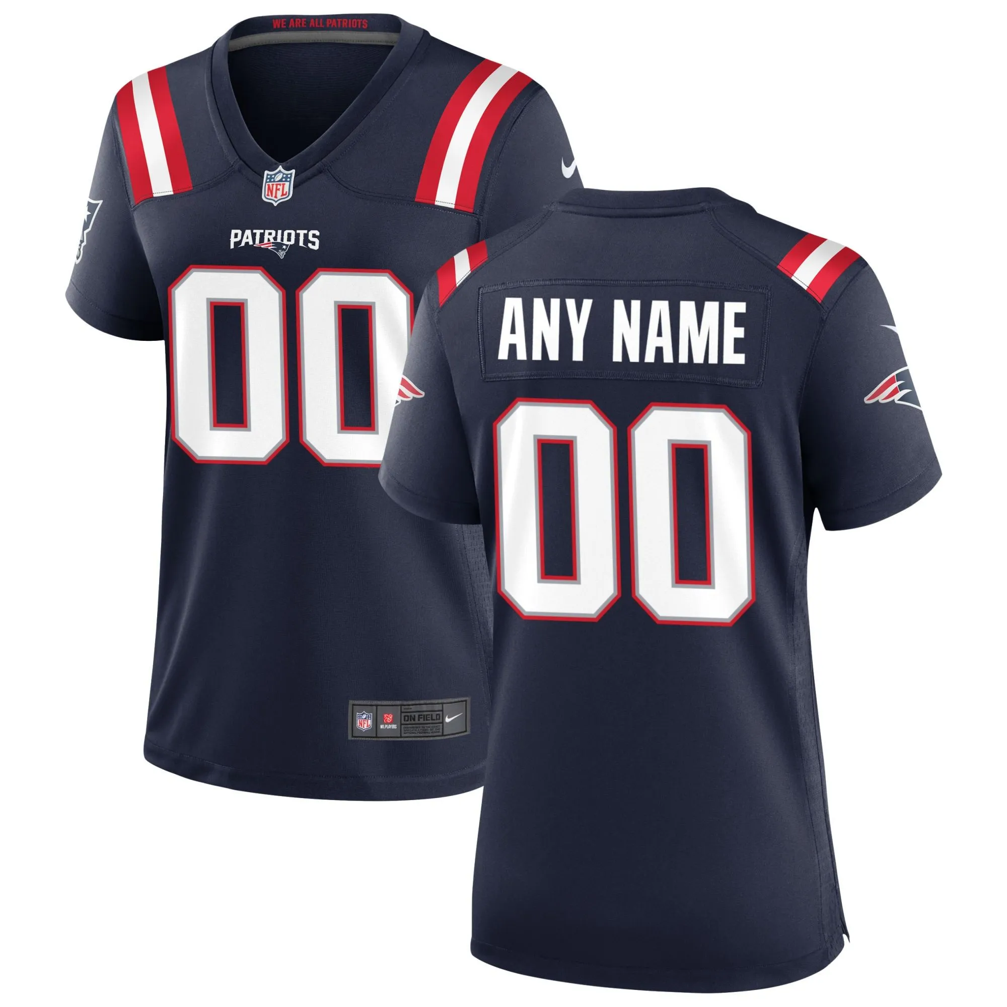 New England Patriots  Women's Custom Game Jersey - Navy