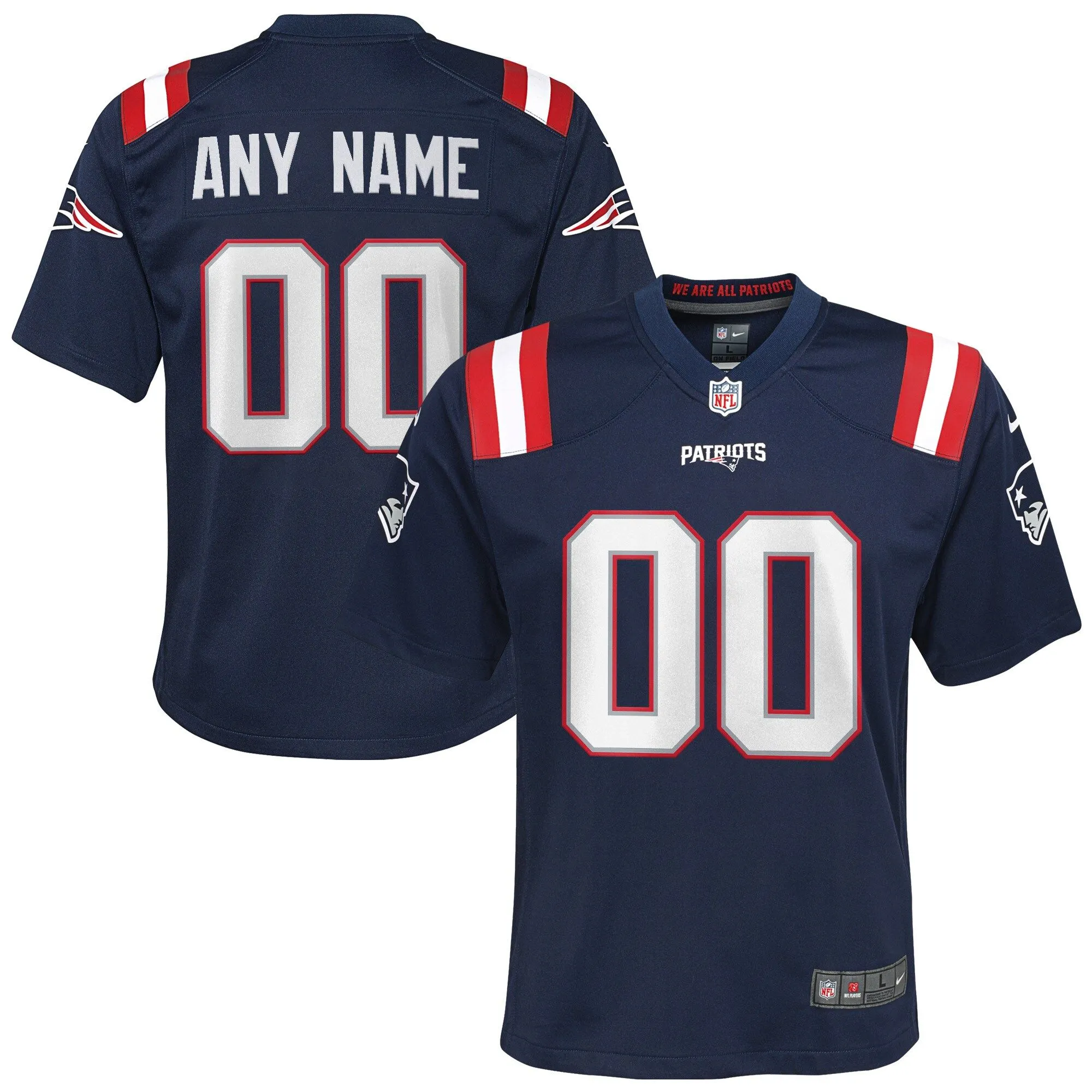 New England Patriots  Youth Custom Game Jersey - Navy