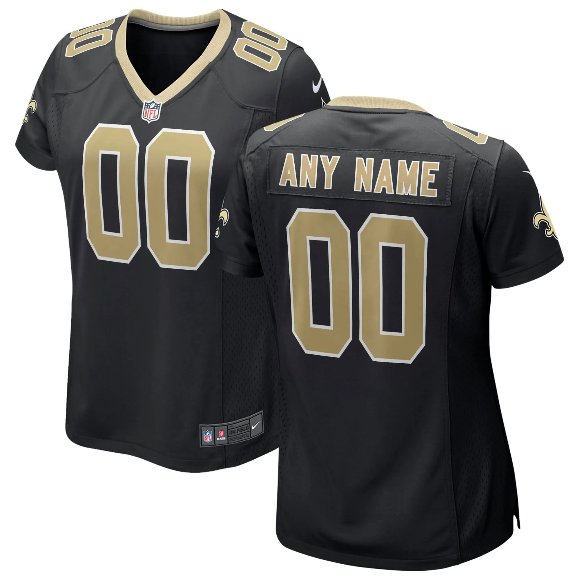 New Orleans Saints  Women's Custom Game Jersey - Black