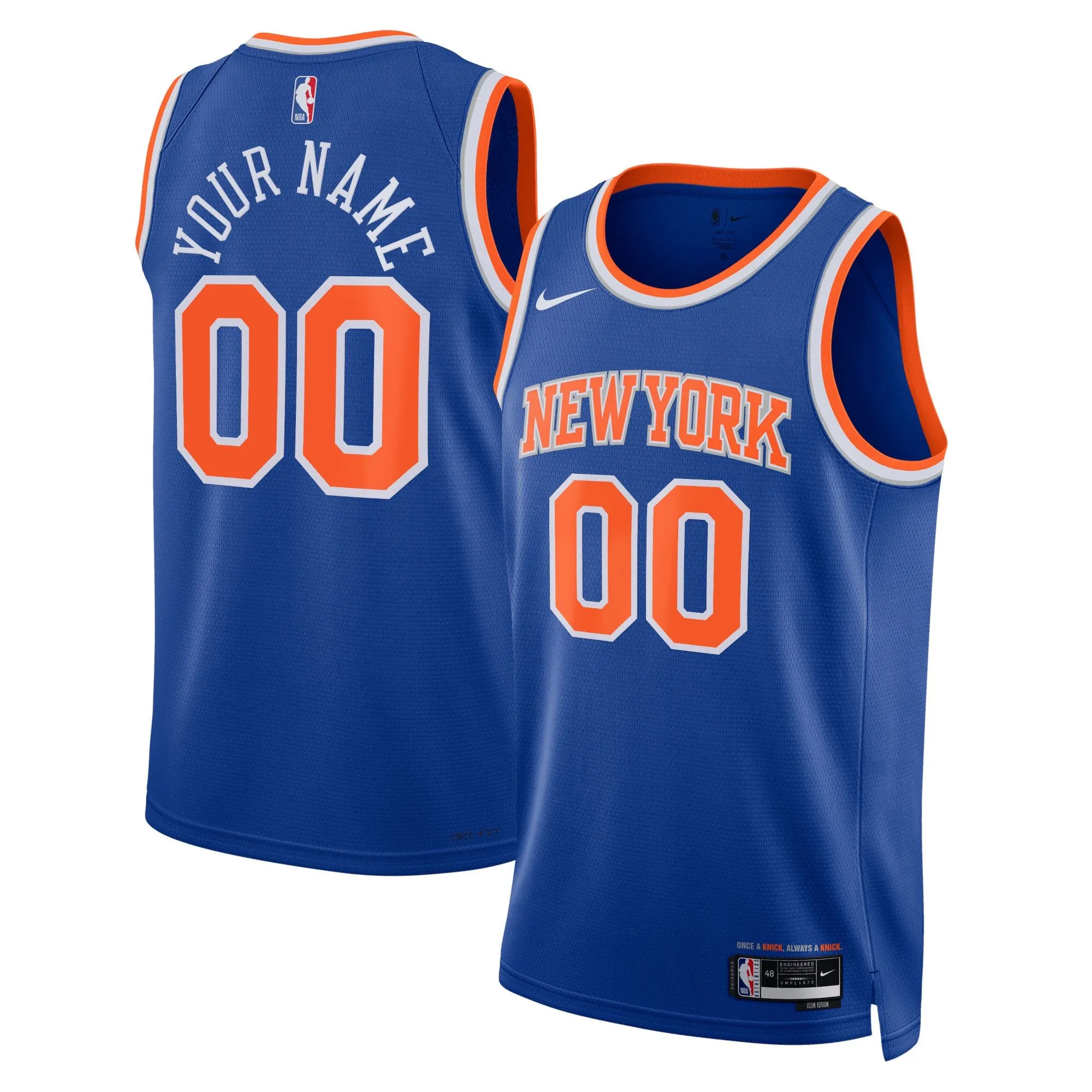 New York Knicks  Unisex Swingman Custom Jersey Blue - Icon Edition