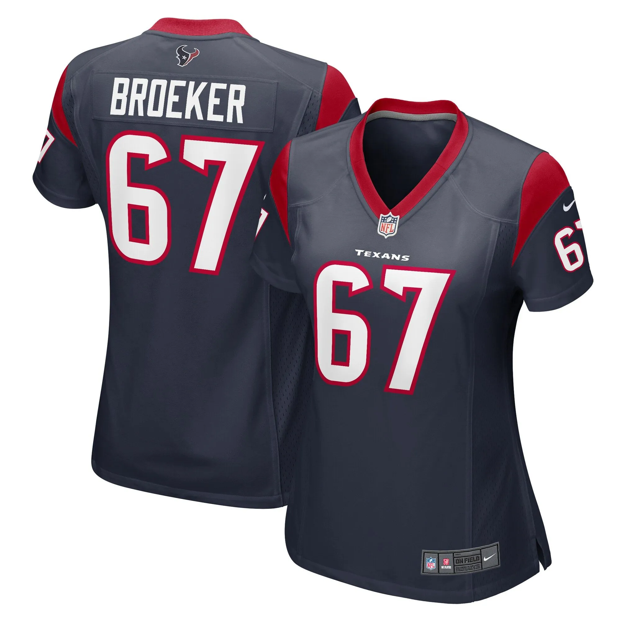 Nick Broeker Houston Texans  Women's Team Game Jersey -  Navy