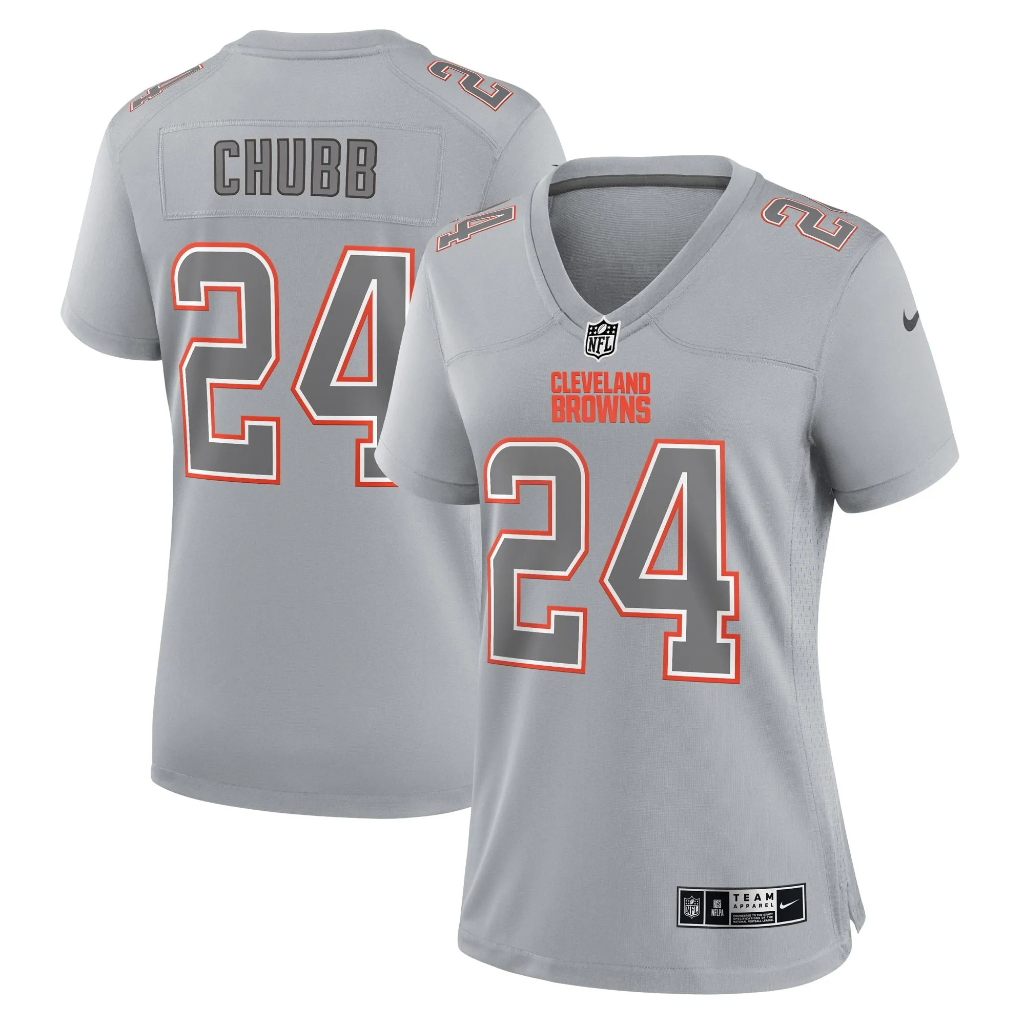 Nick Chubb Cleveland Browns  Women's Atmosphere Fashion Game Jersey - Gray