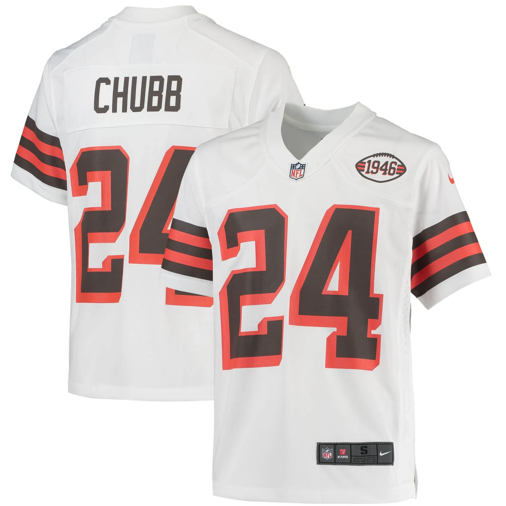 Nick Chubb Cleveland Browns  Youth Game Jersey - White