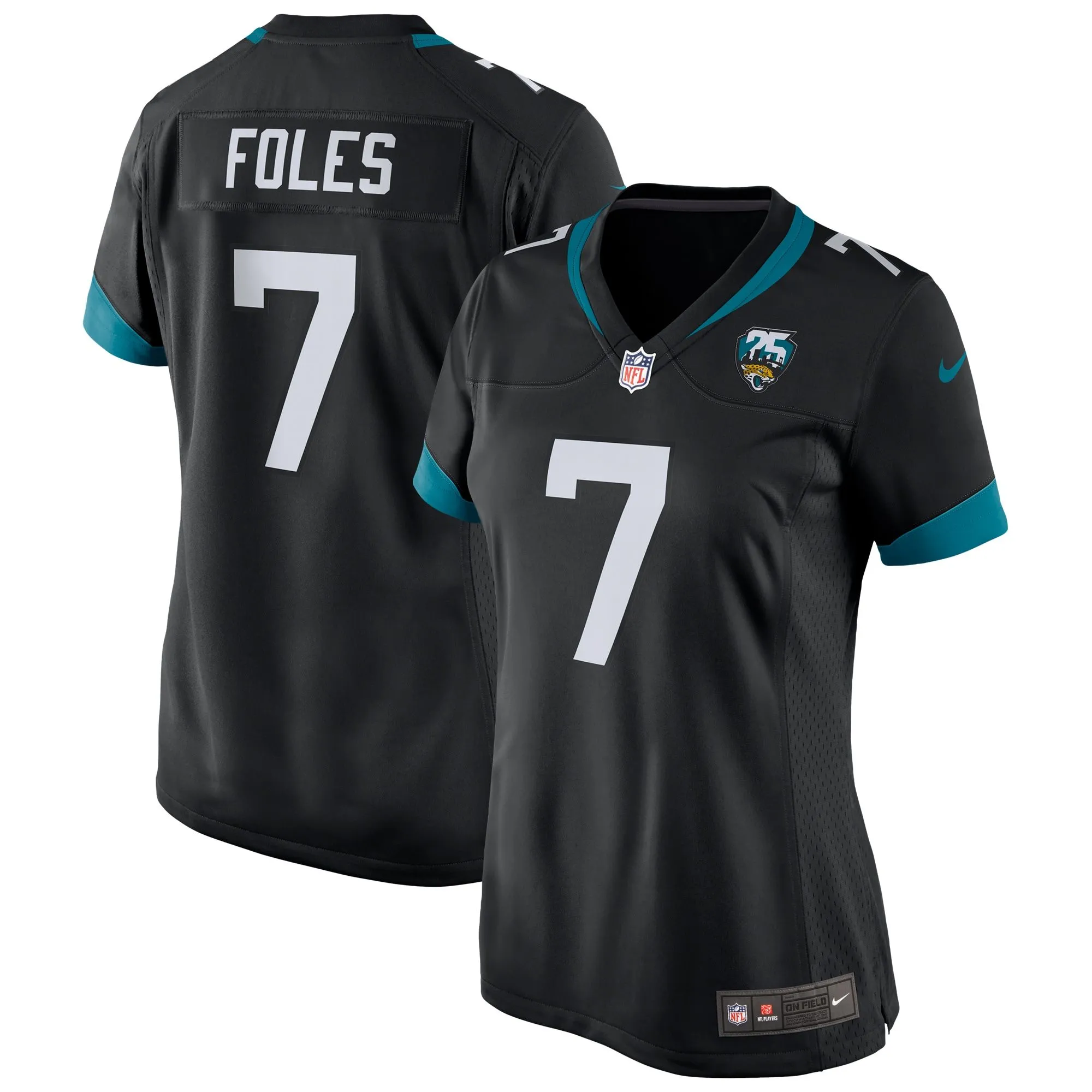 Nick Foles Jacksonville Jaguars  Women's 25th Season Game Jersey - Black