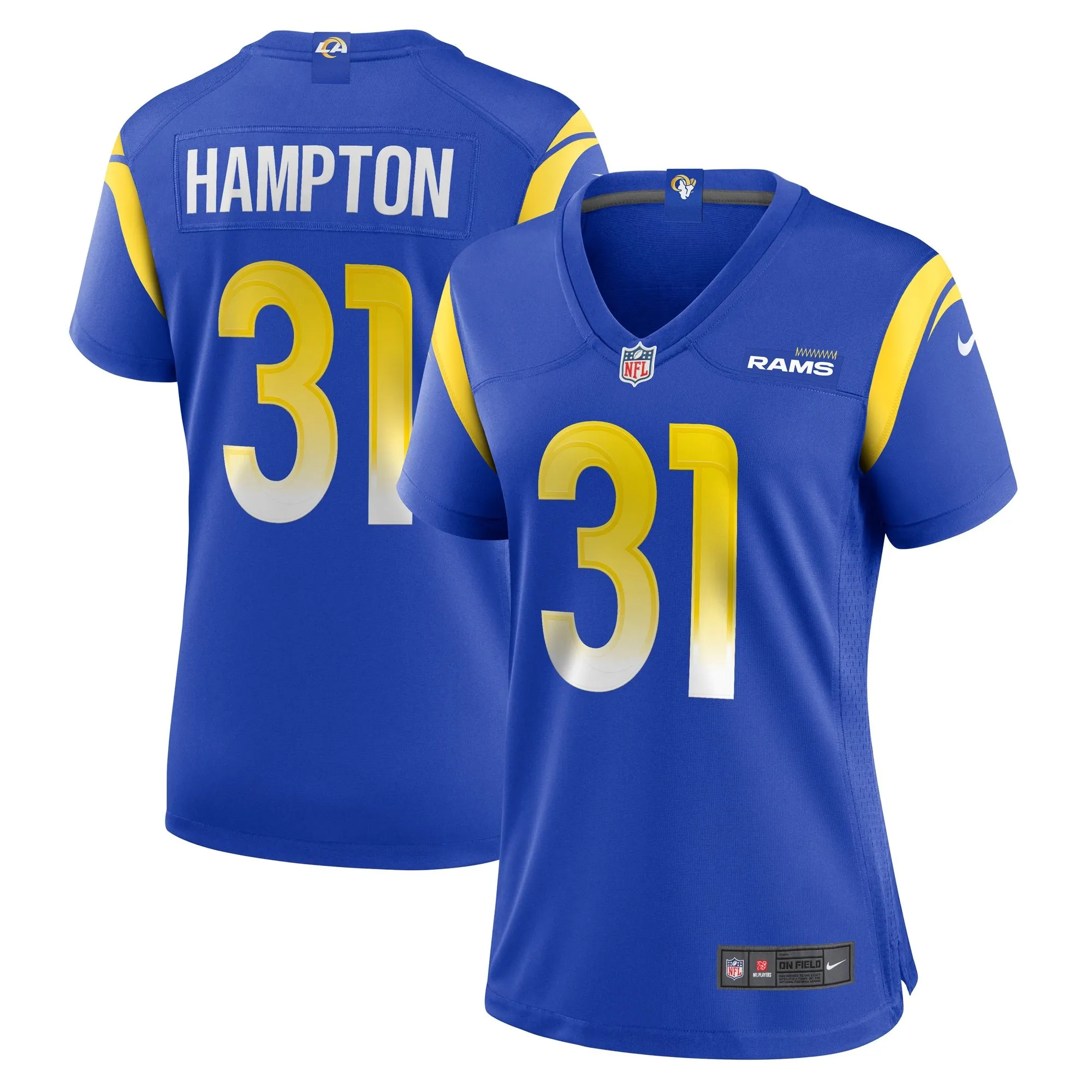 Nick Hampton Los Angeles Rams  Women's Home Game Jersey - Royal