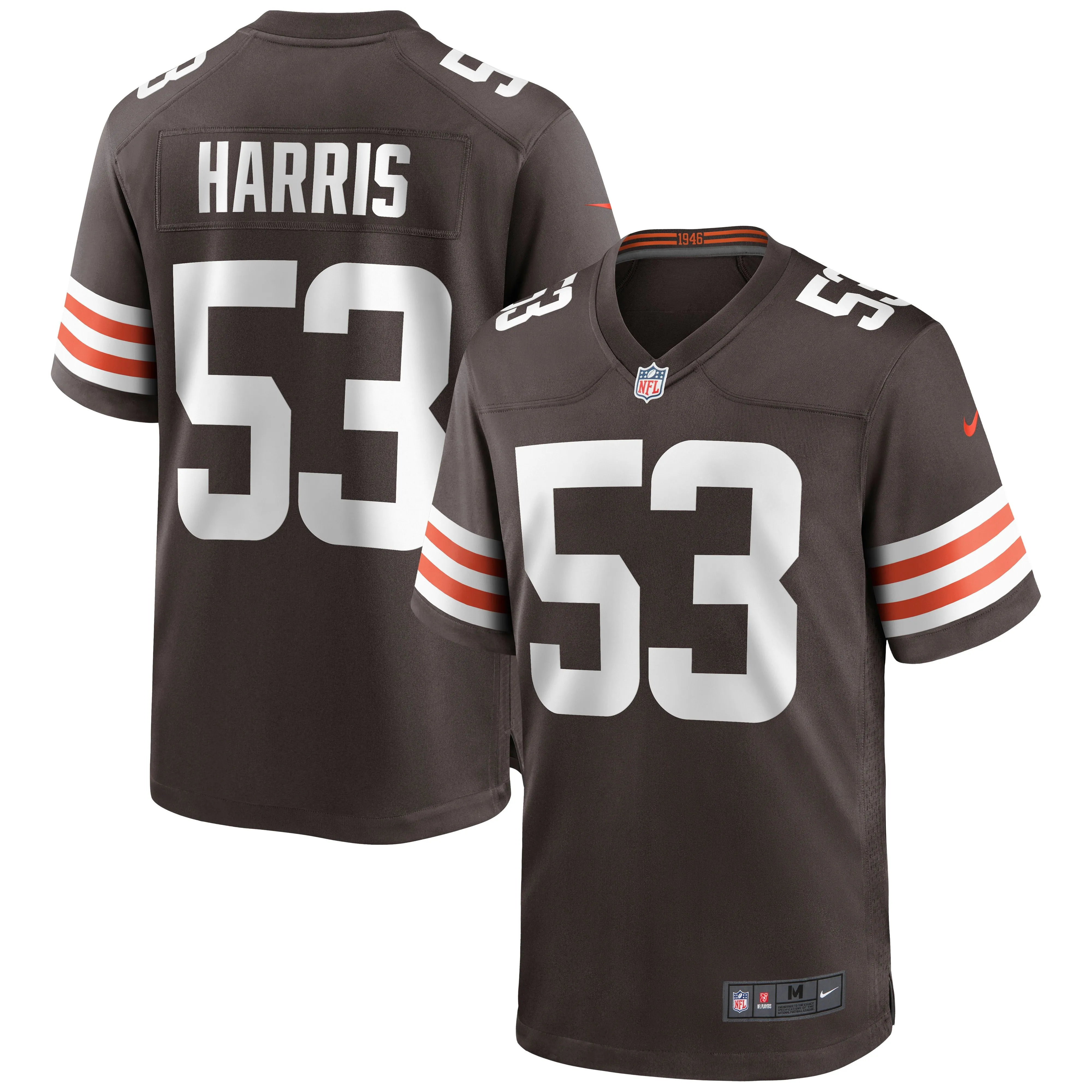 Nick Harris Cleveland Browns  Game Jersey - Brown