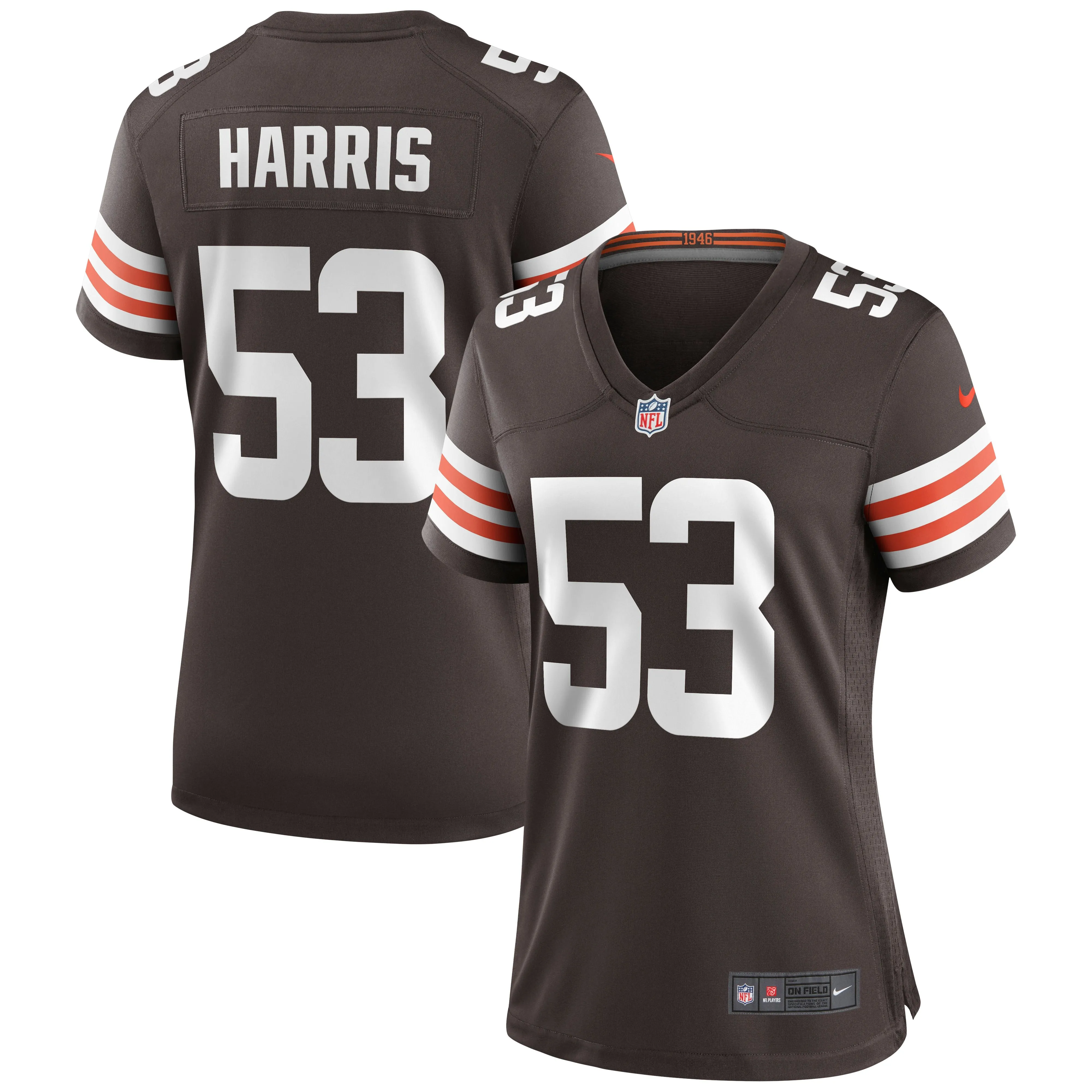 Nick Harris Cleveland Browns  Women's Game Jersey - Brown