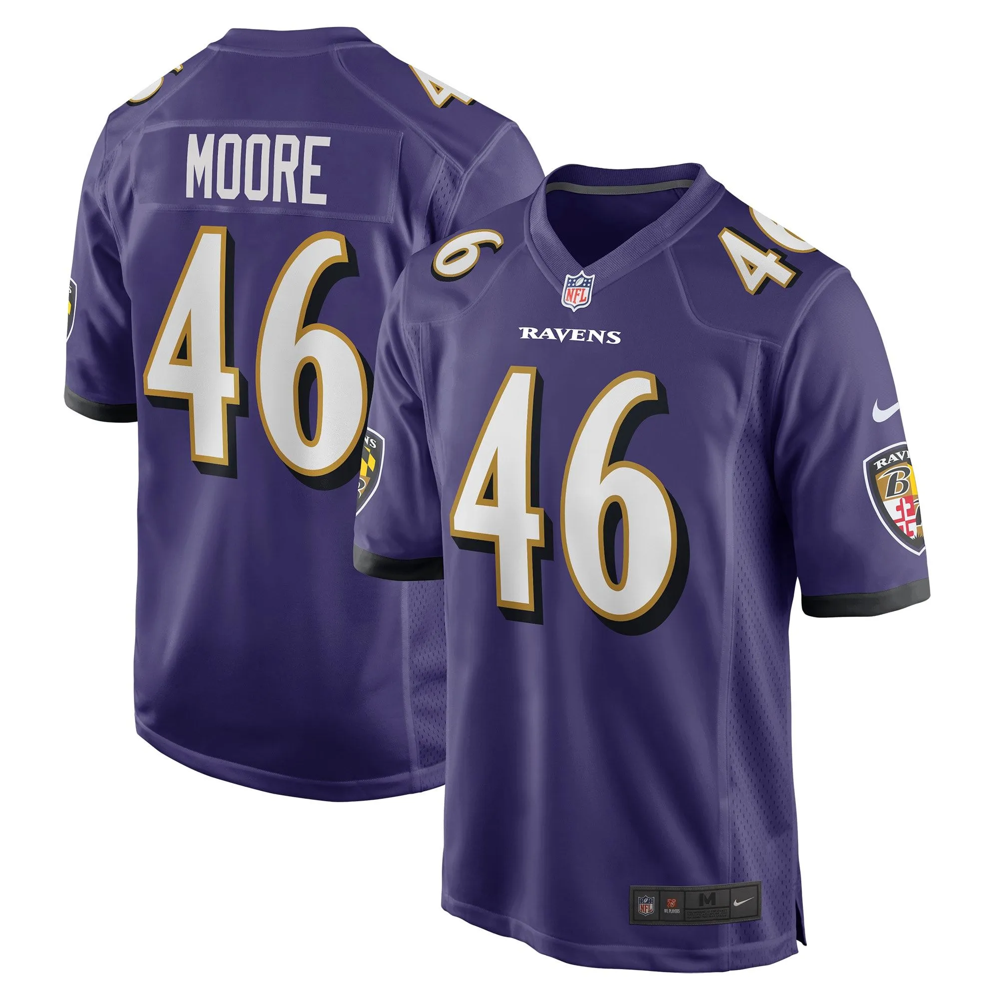 Nick Moore Baltimore Ravens  Game Jersey - Purple