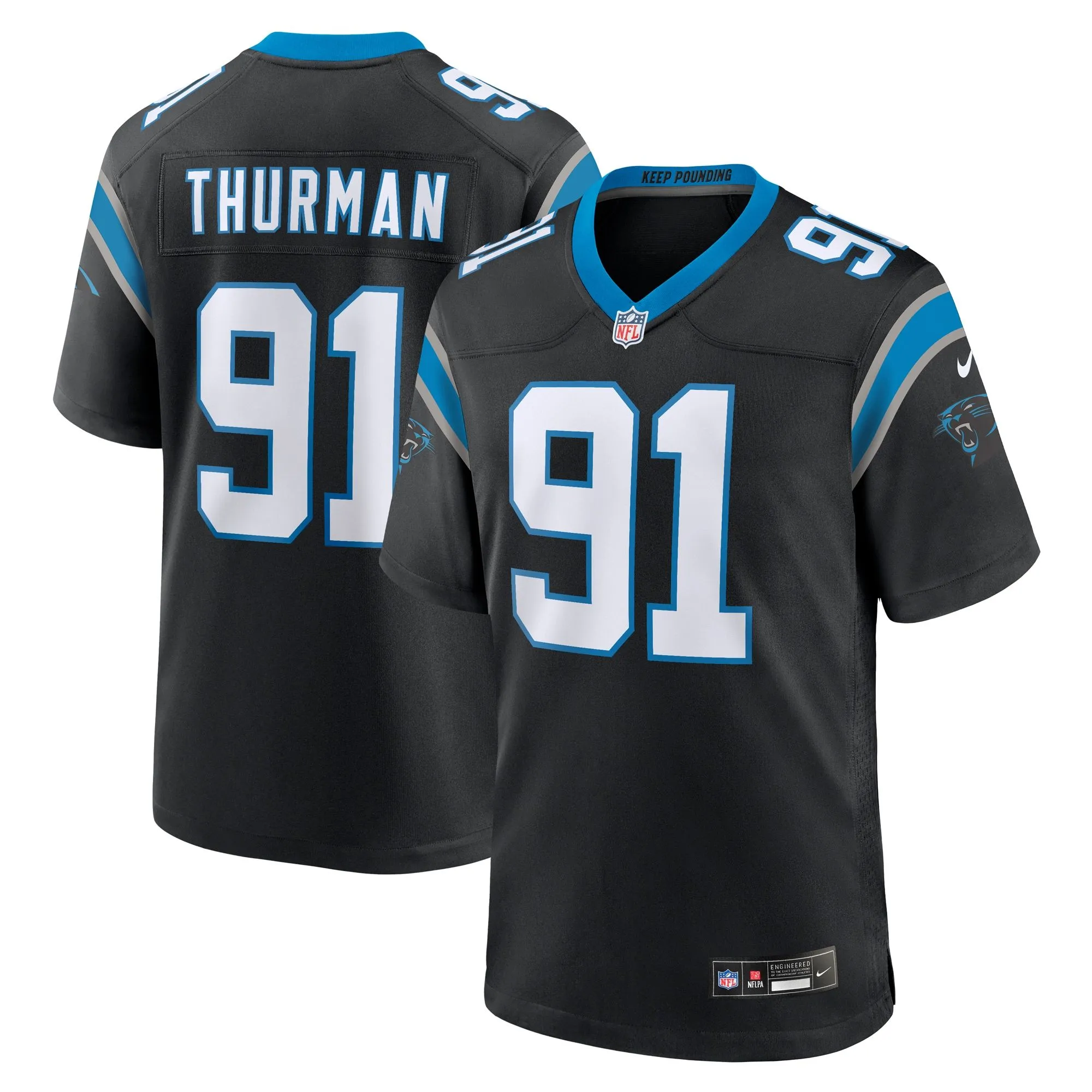 Nick Thurman Carolina Panthers  Team Game Jersey -  Black