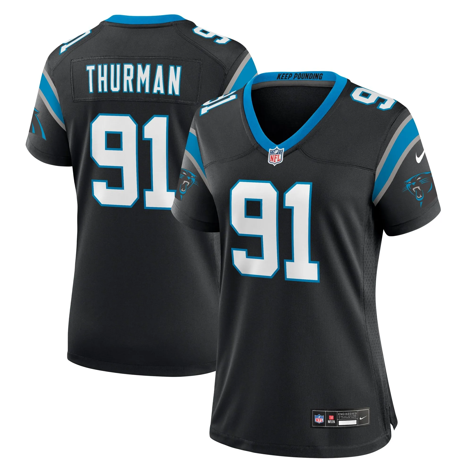 Nick Thurman Carolina Panthers  Women's Team Game Jersey -  Black