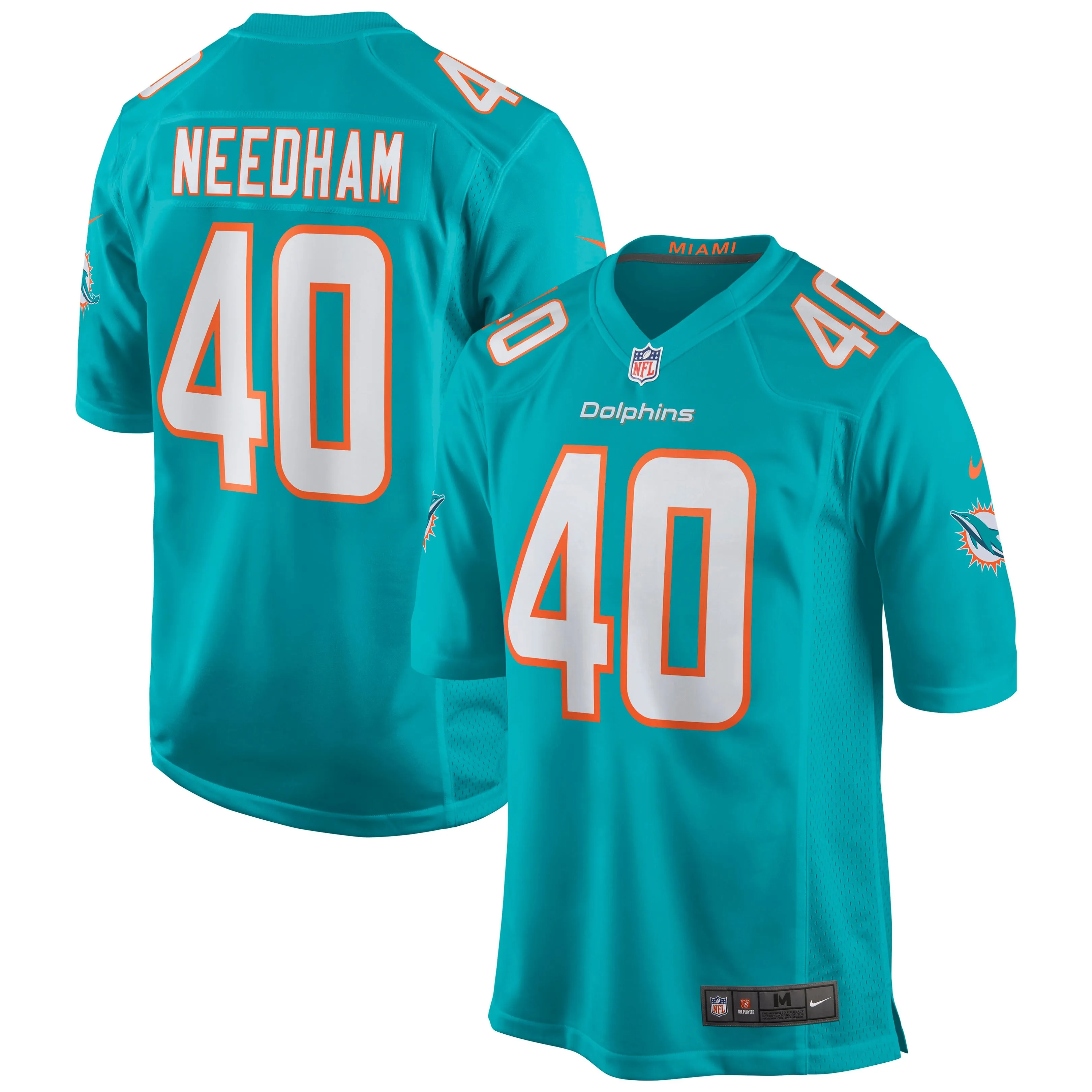 Nik Needham Miami Dolphins  Game Jersey - Aqua