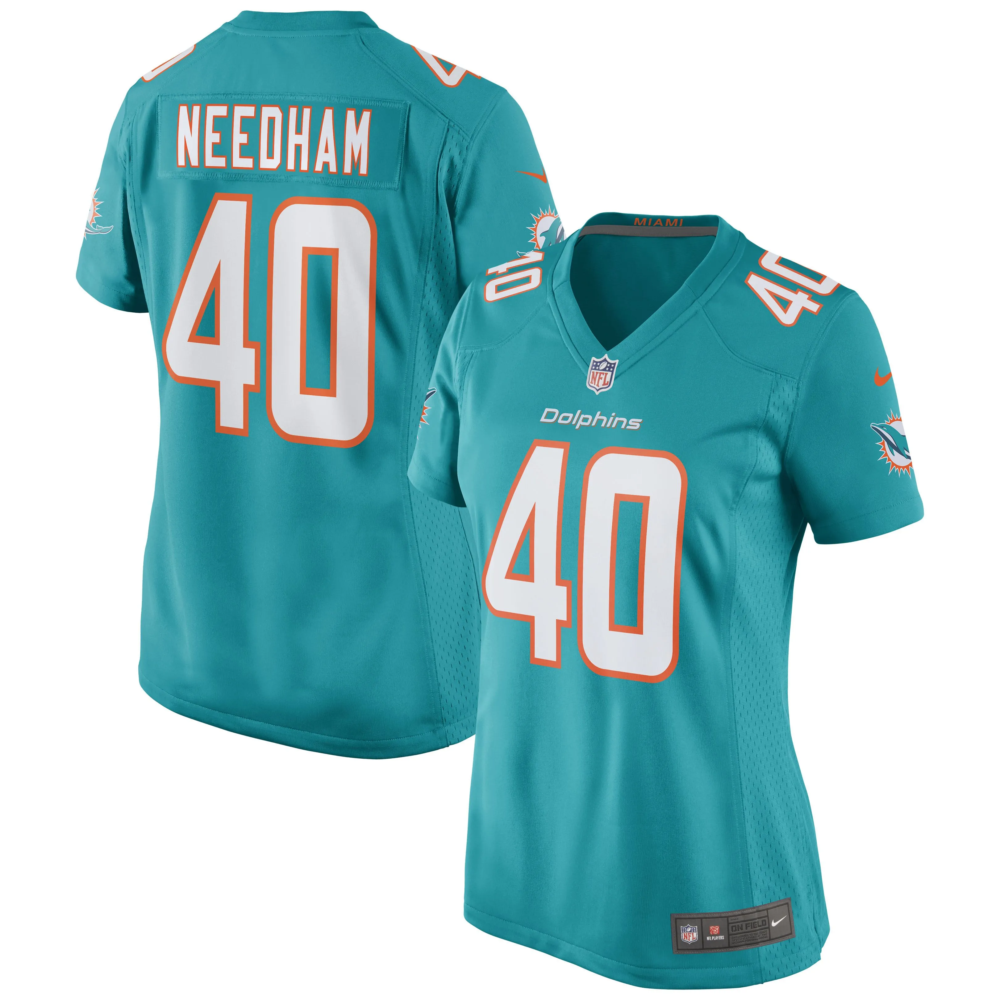 Nik Needham Miami Dolphins  Women's Game Jersey - Aqua