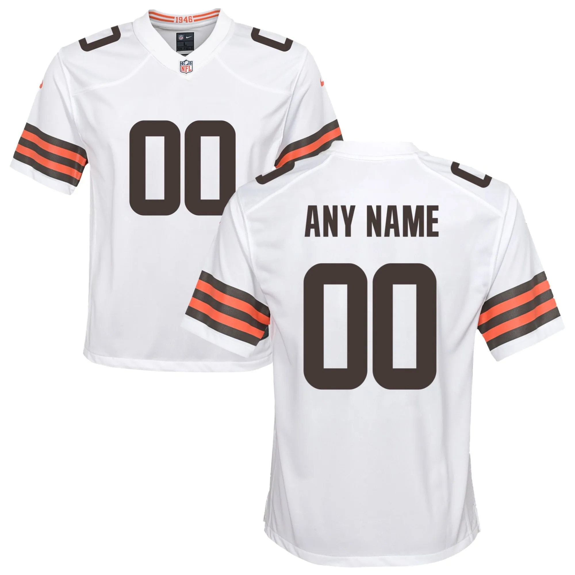 Cleveland Browns Youth Custom Game Jersey - White