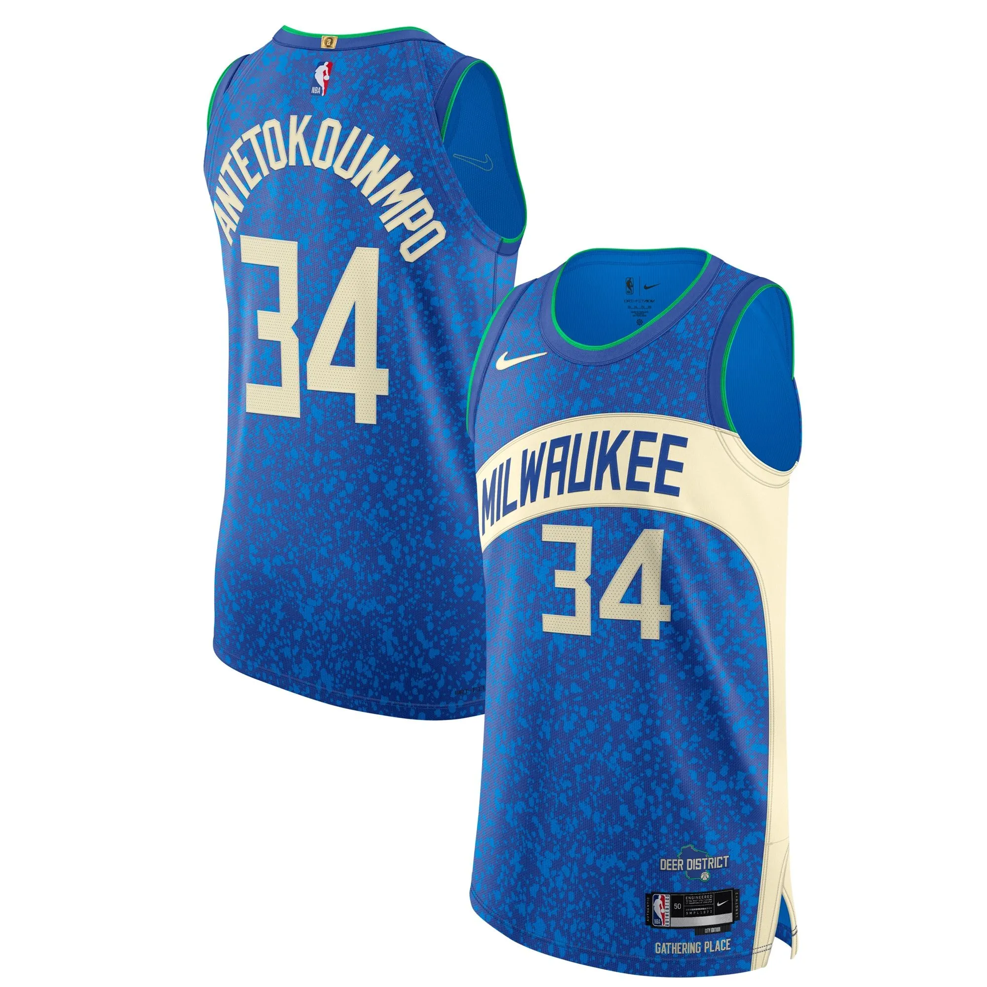 Giannis Antetokounmpo Milwaukee Bucks   Jersey - City Edition - Blue