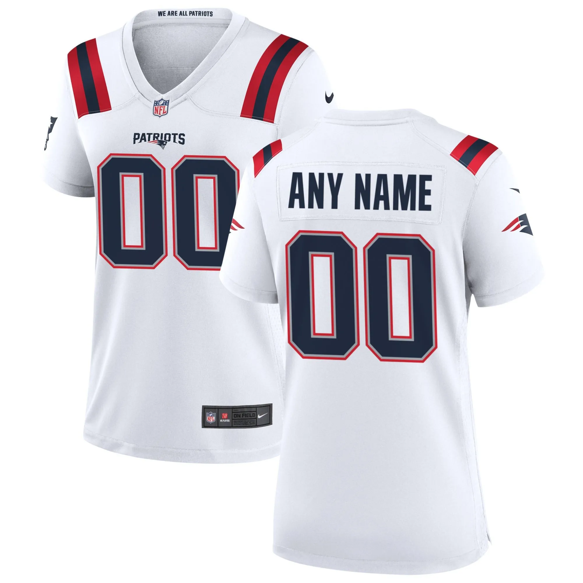 New England Patriots Women's Custom Game Jersey - White