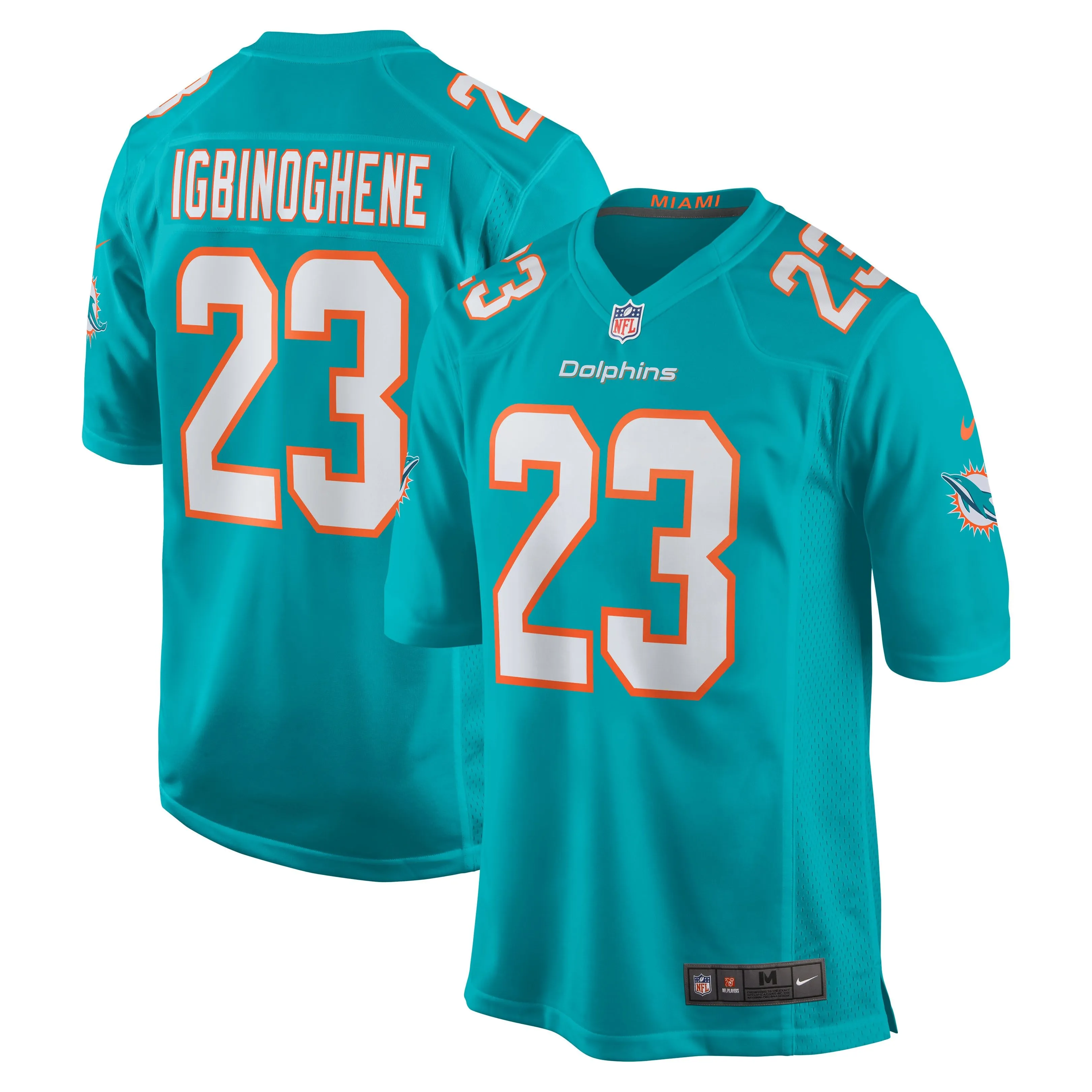 Noah Igbinoghene Miami Dolphins  Team Game Jersey - Aqua