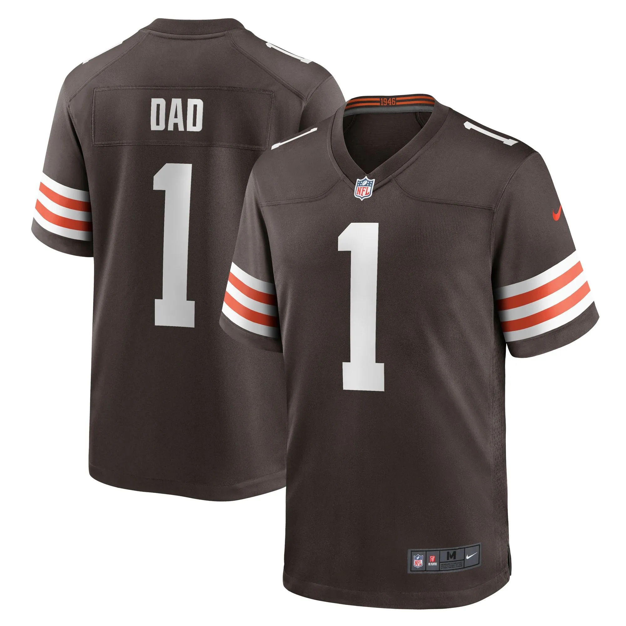 Number 1 Dad Cleveland Browns  Game Jersey - Brown