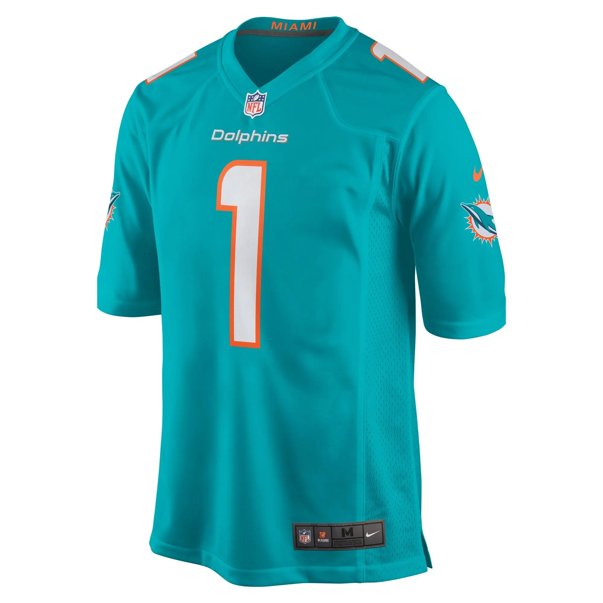 Number 1 Dad Miami Dolphins  Game Jersey - Aqua