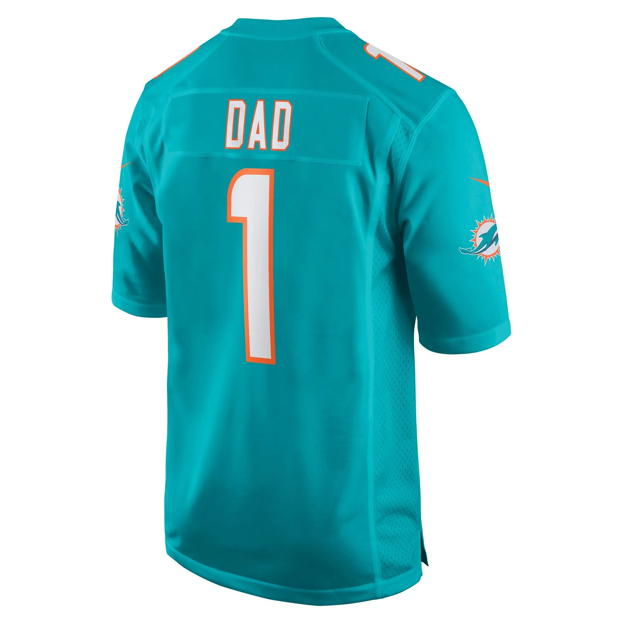 Number 1 Dad Miami Dolphins  Game Jersey - Aqua