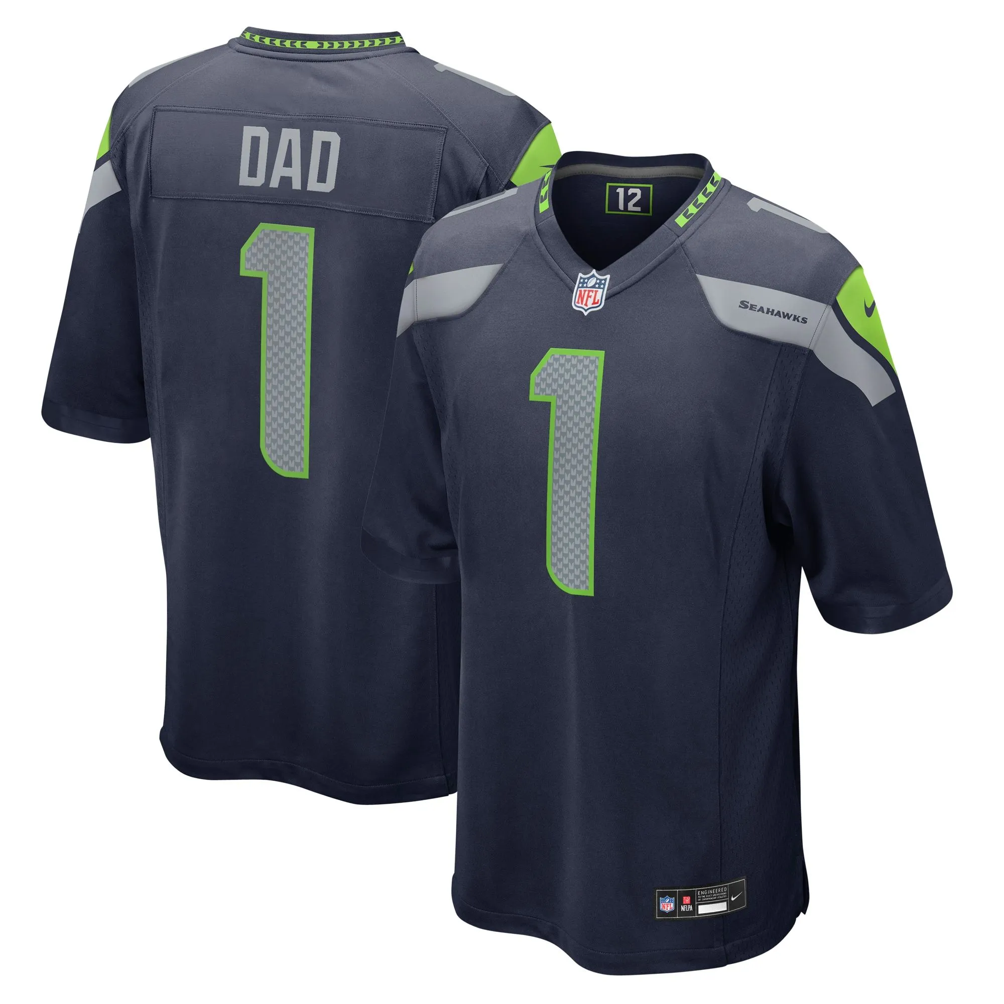 Number 1 Dad Seattle Seahawks  Game Jersey - College Navy