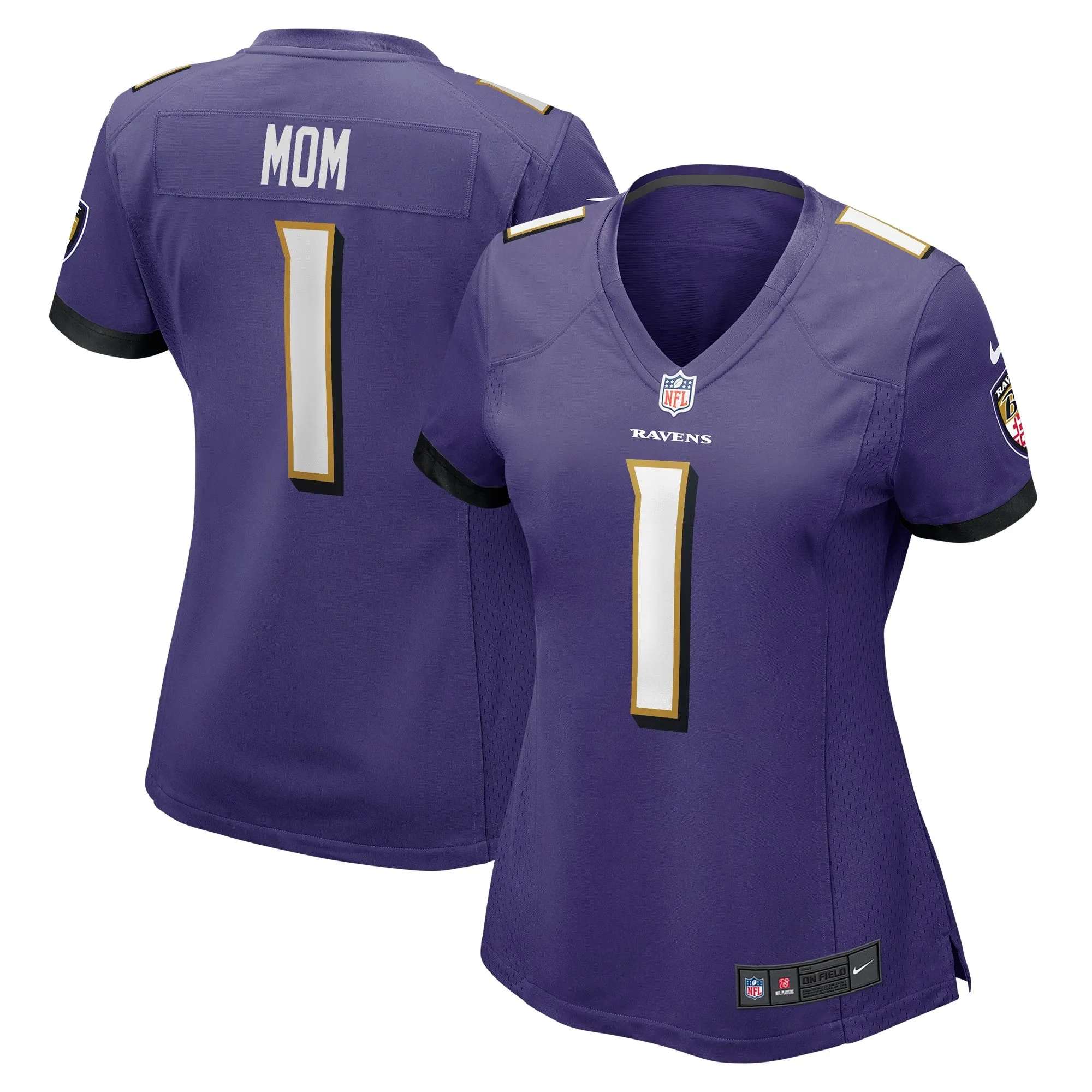 Number 1 Mom Baltimore Ravens  Women's Game Jersey - Purple