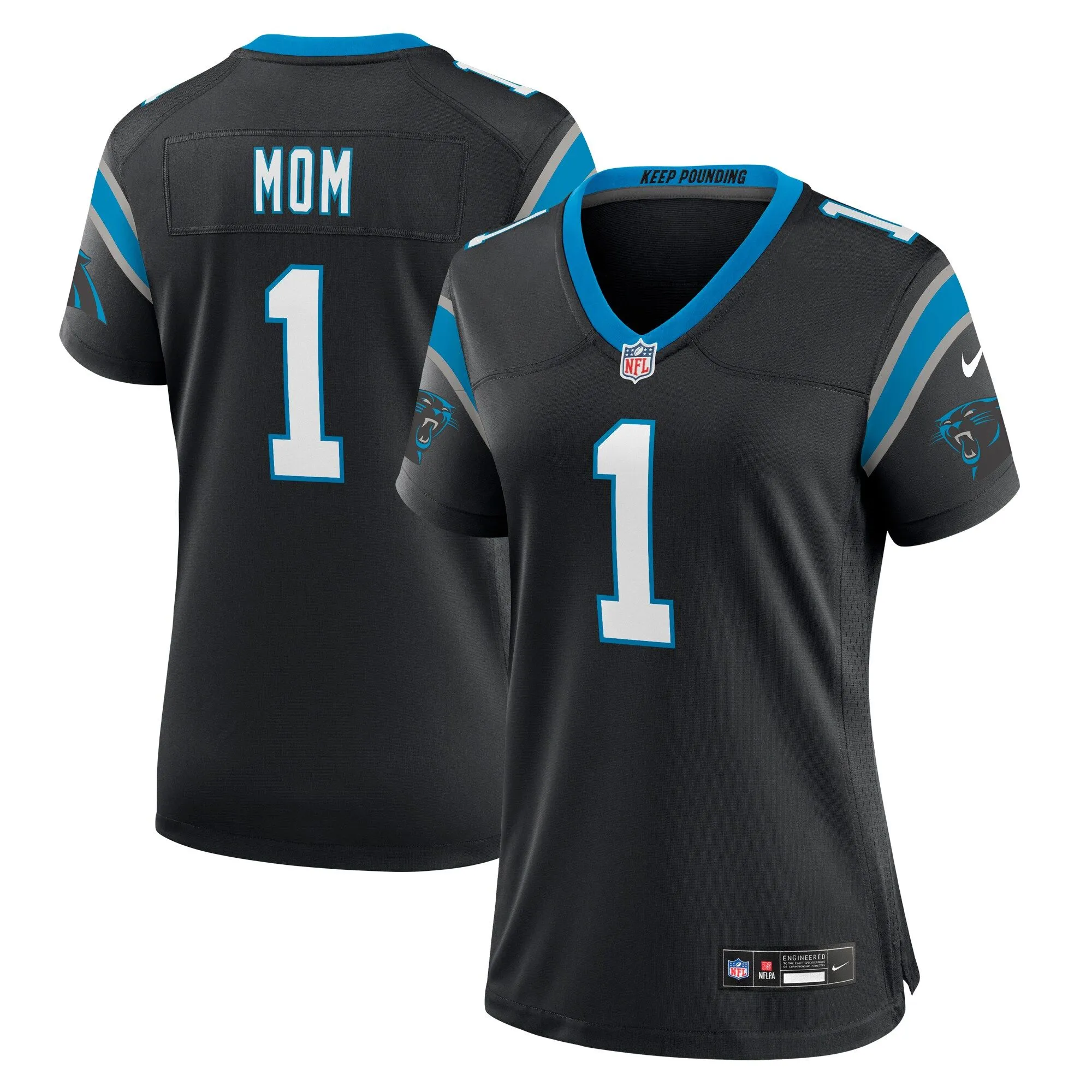 Number 1 Mom Carolina Panthers  Women's Game Jersey - Black