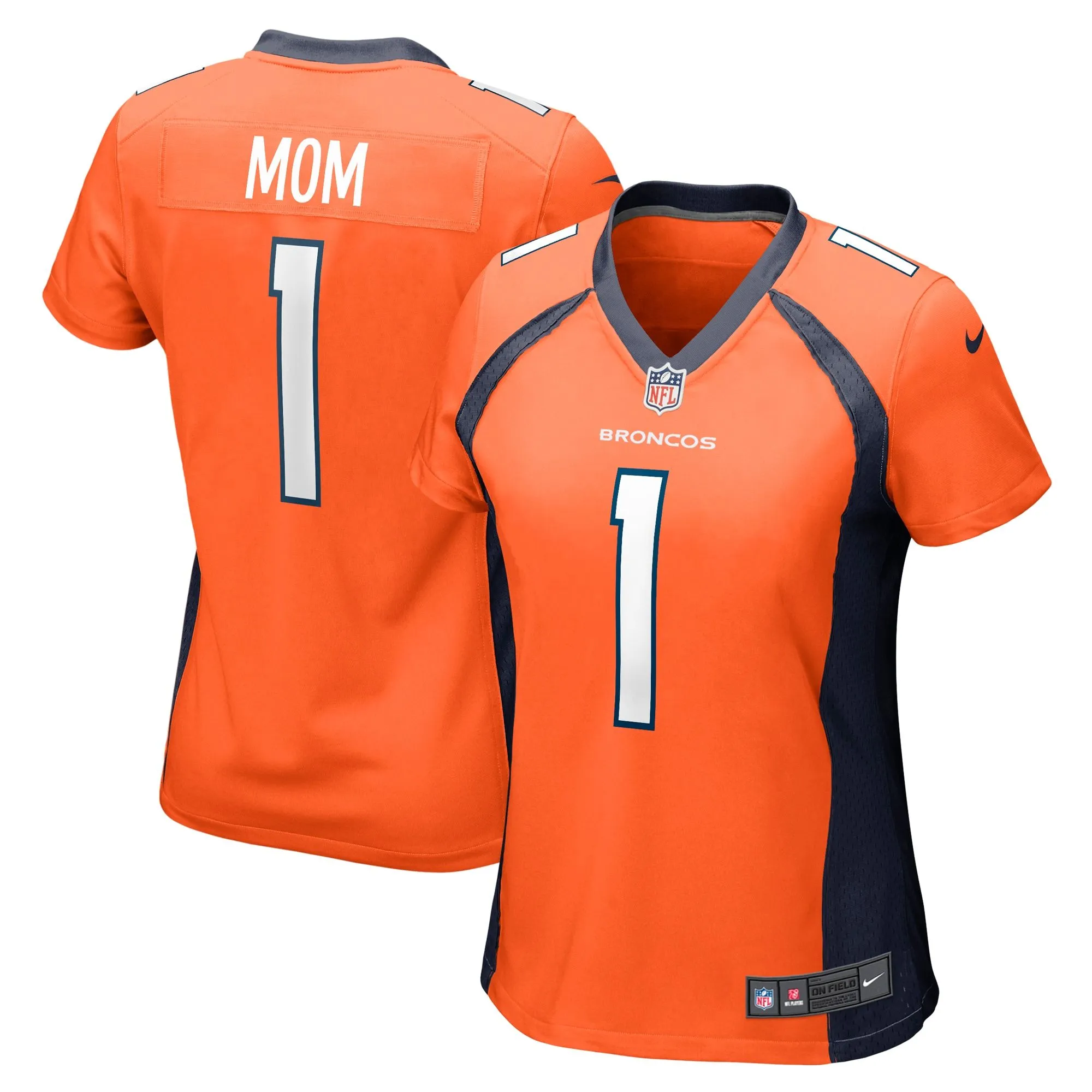 Number 1 Mom Denver Broncos  Women's Game Jersey - Orange