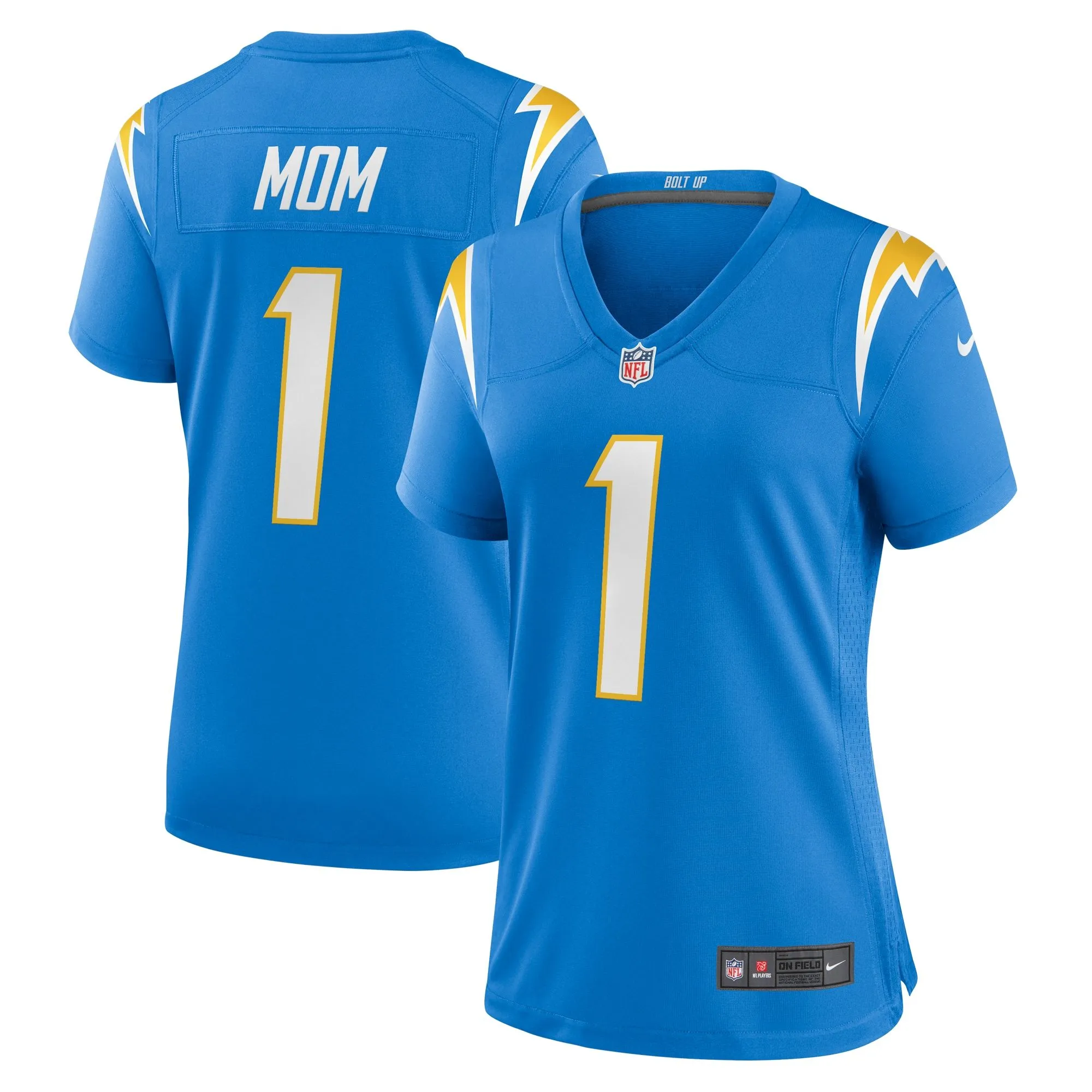 Number 1 Mom Los Angeles Chargers  Women's Game Jersey - Powder Blue