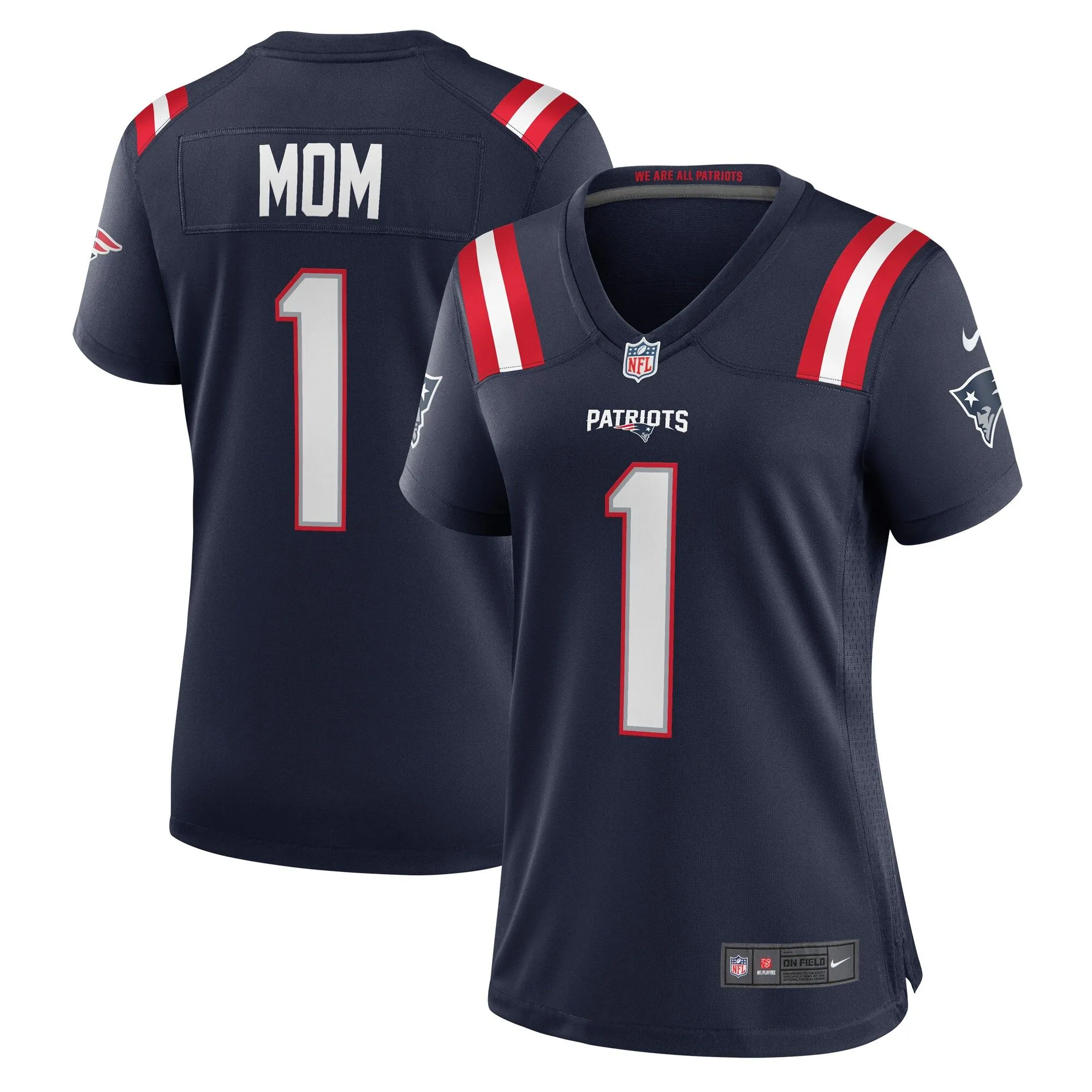 Number 1 Mom New England Patriots  Women's Game Jersey - Navy