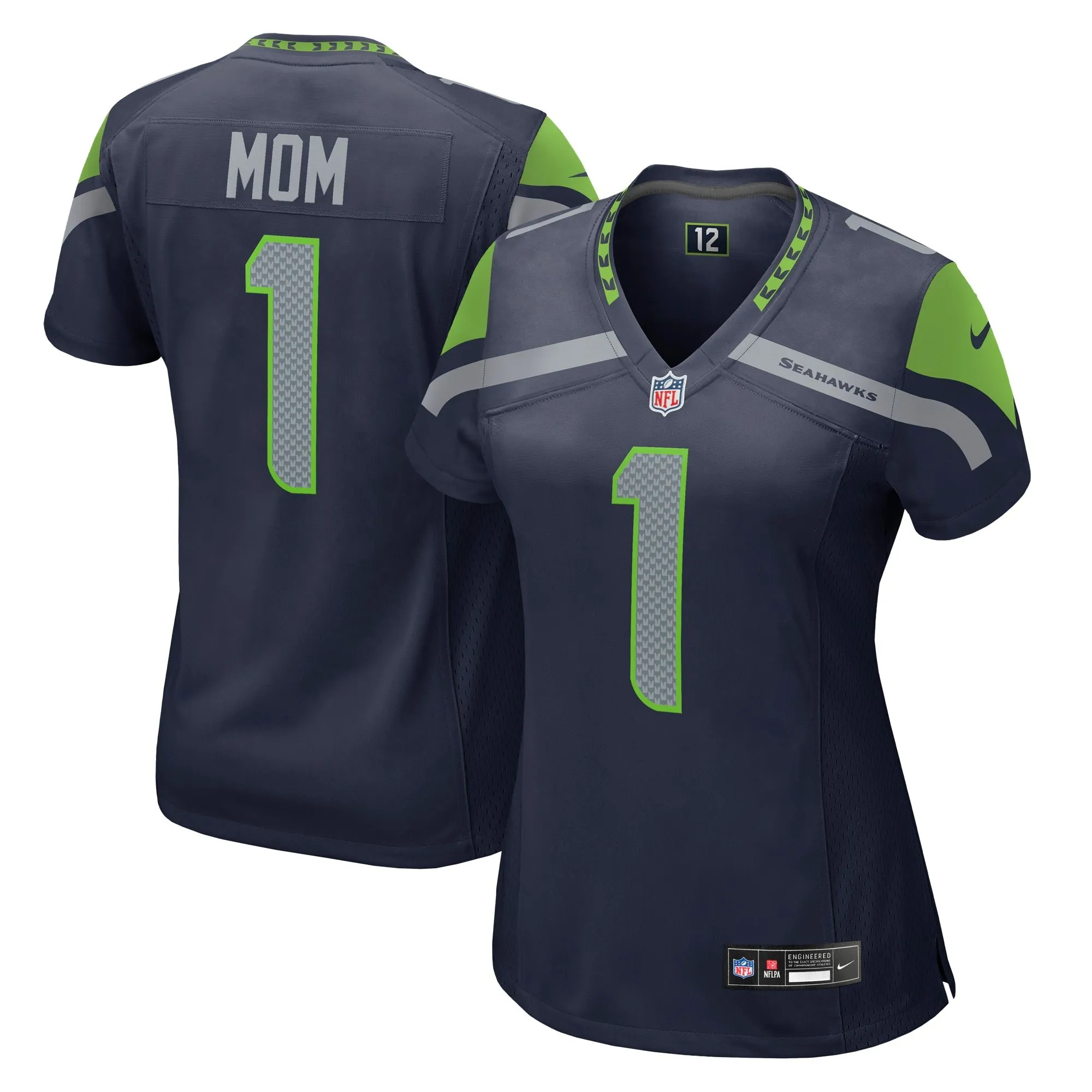 Number 1 Mom Seattle Seahawks  Women's Game Jersey - College Navy