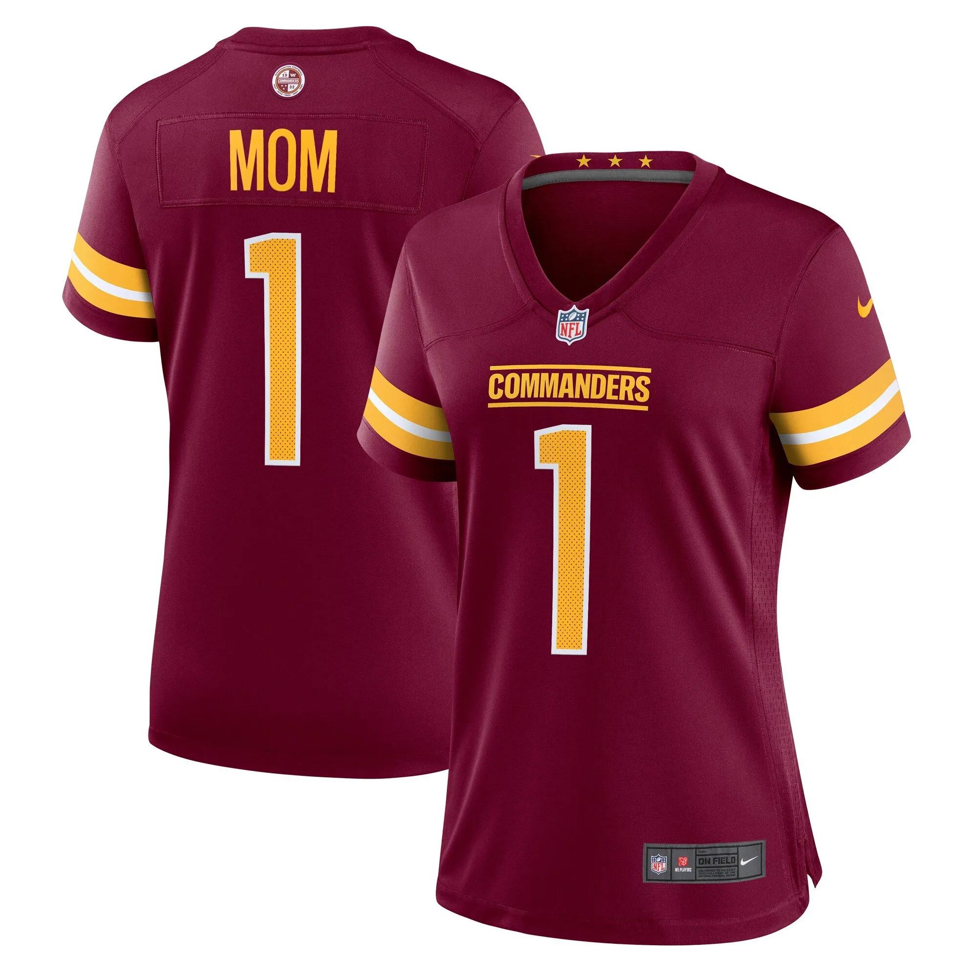 Number 1 Mom Washington Commanders  Women's Game Jersey - Burgundy