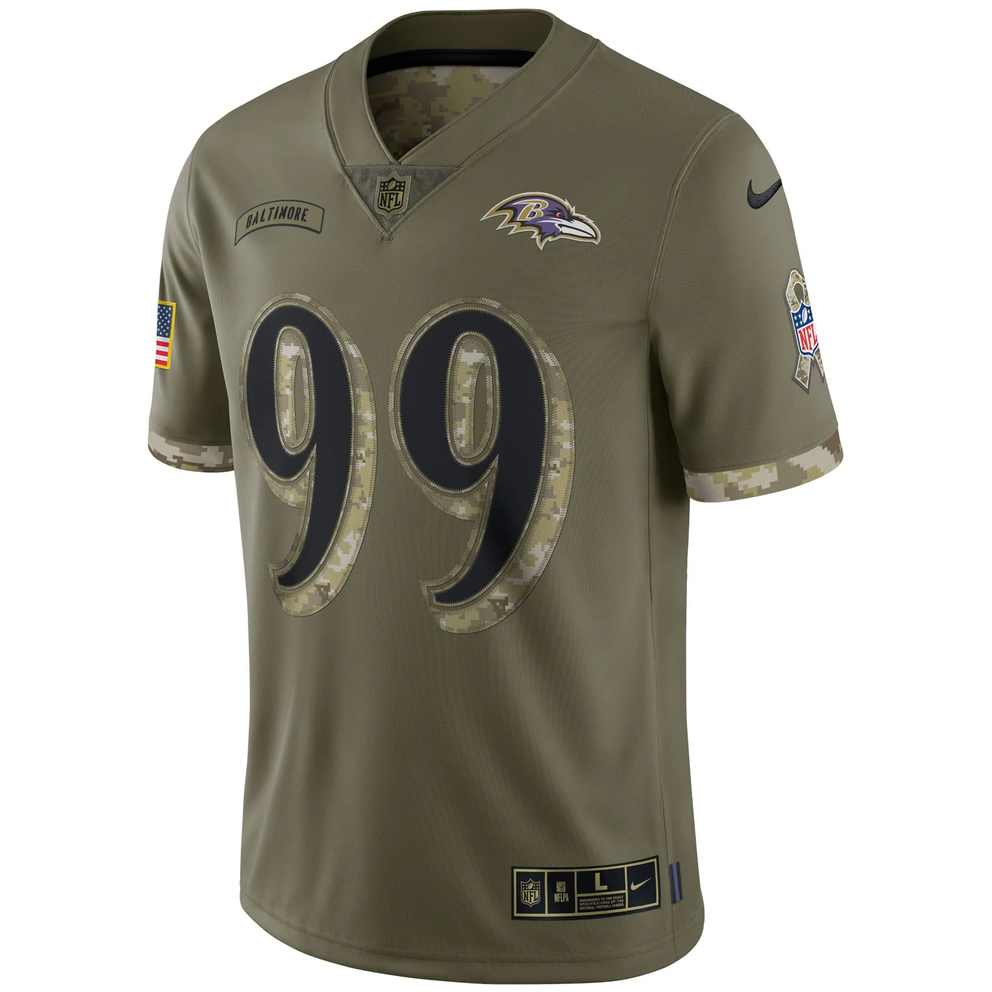 Odafe Oweh Baltimore Ravens  2022 Salute To Service Limited Jersey - Olive