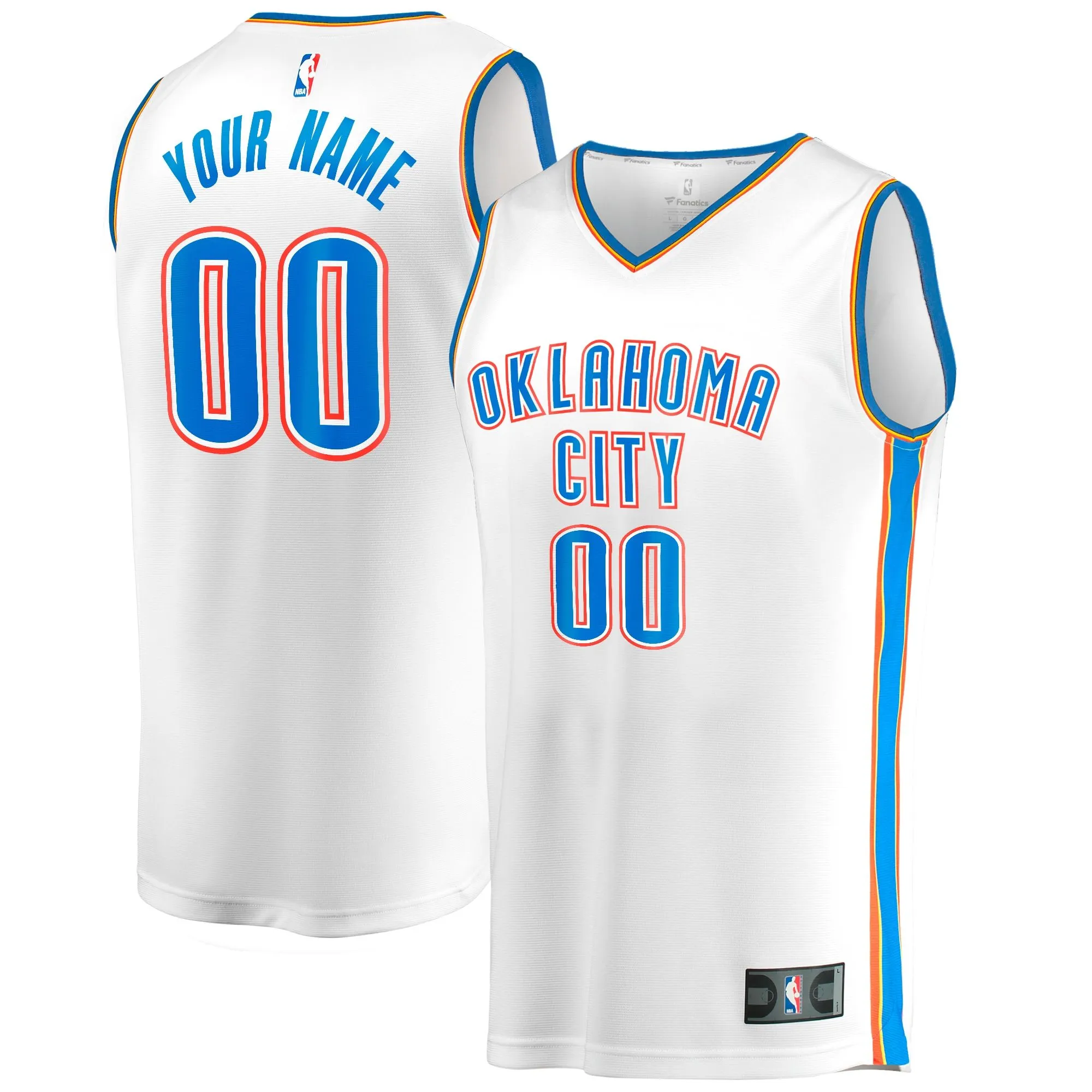 Oklahoma City Thunder Fanatics Branded Youth  Fast Break Replica Custom Jersey - White - Association Edition