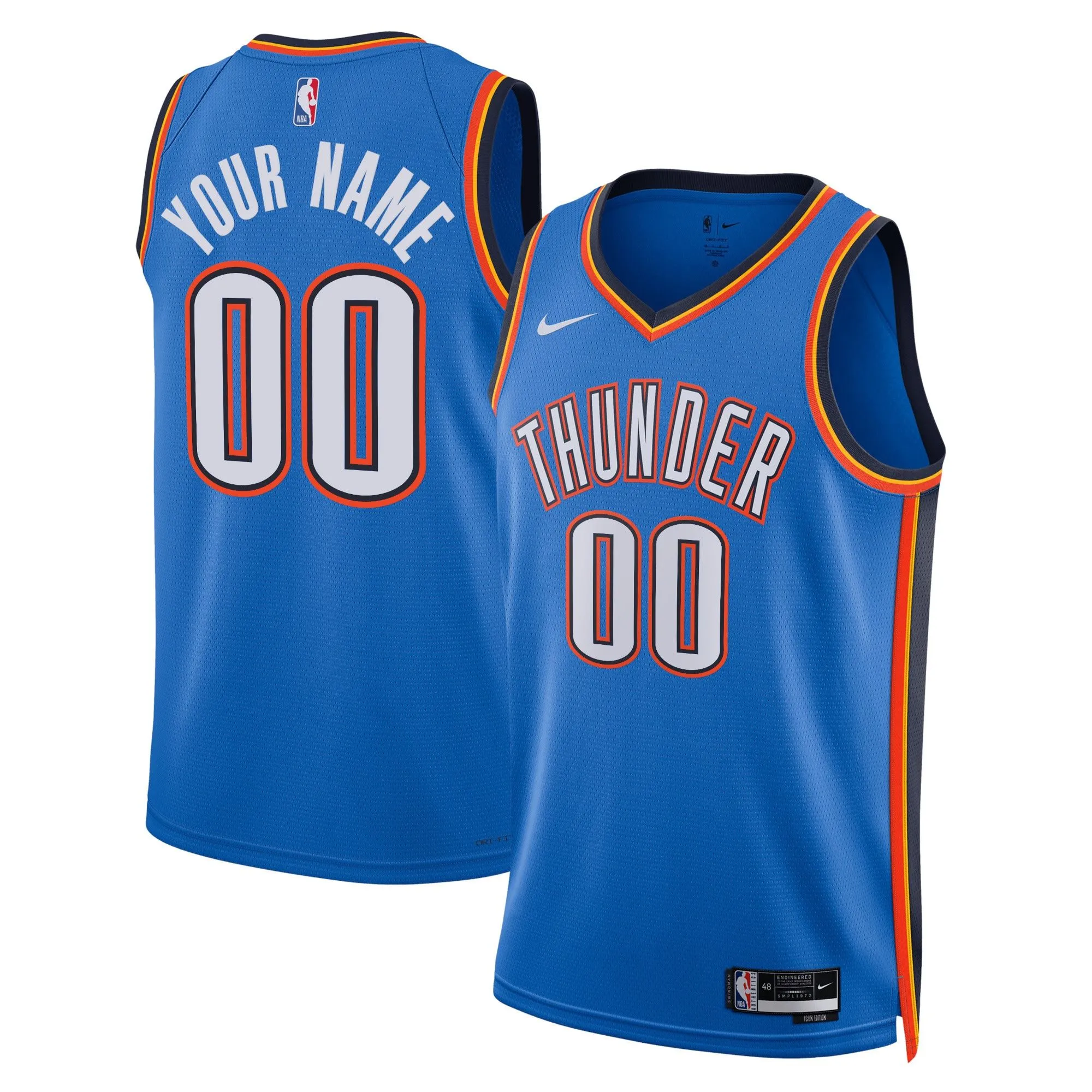 Oklahoma City Thunder  Unisex Swingman Custom Jersey Blue - Icon Edition