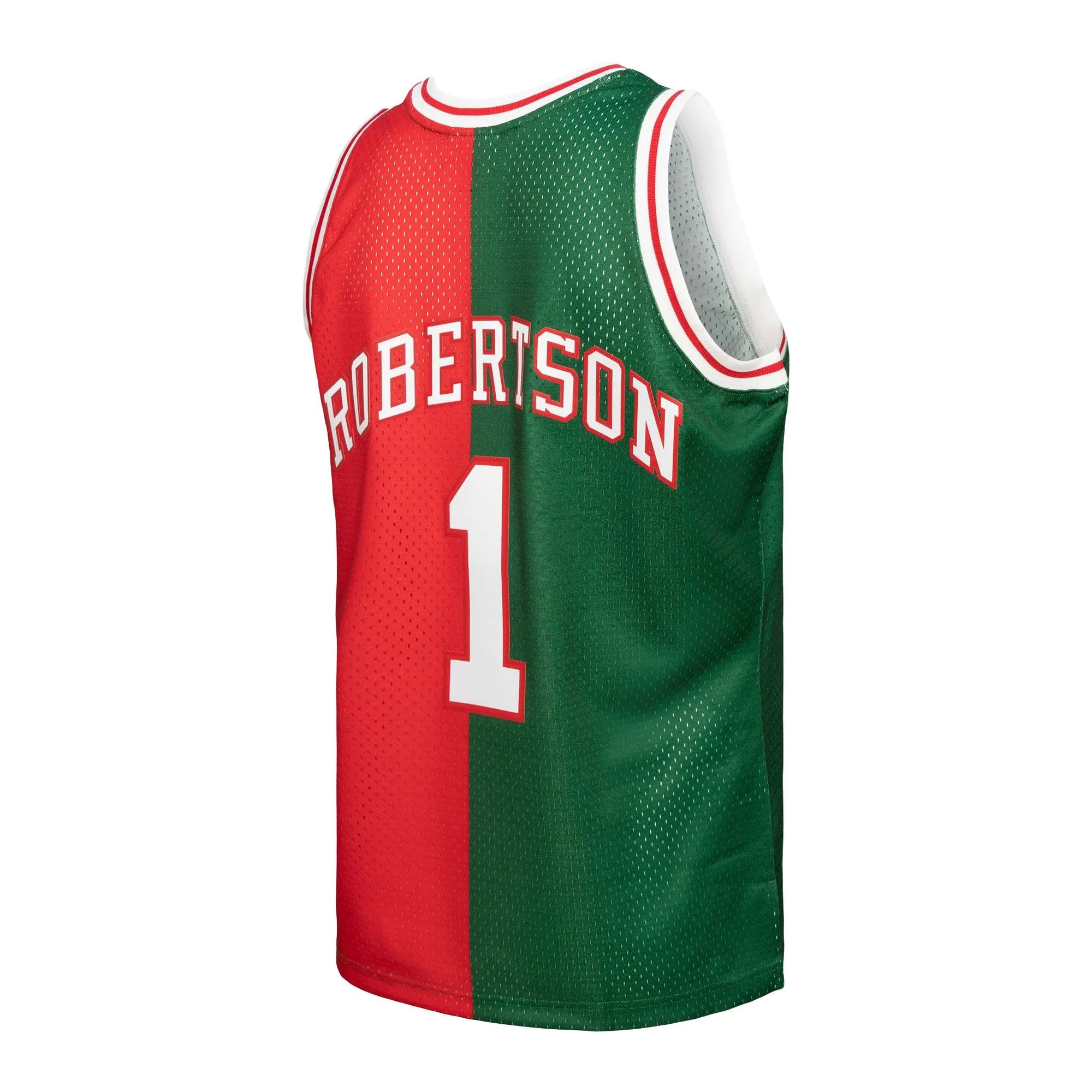 Oscar Robertson Milwaukee Bucks Mitchell & Ness Hardwood Classics 1971/72 Split Swingman Jersey - Green/Red