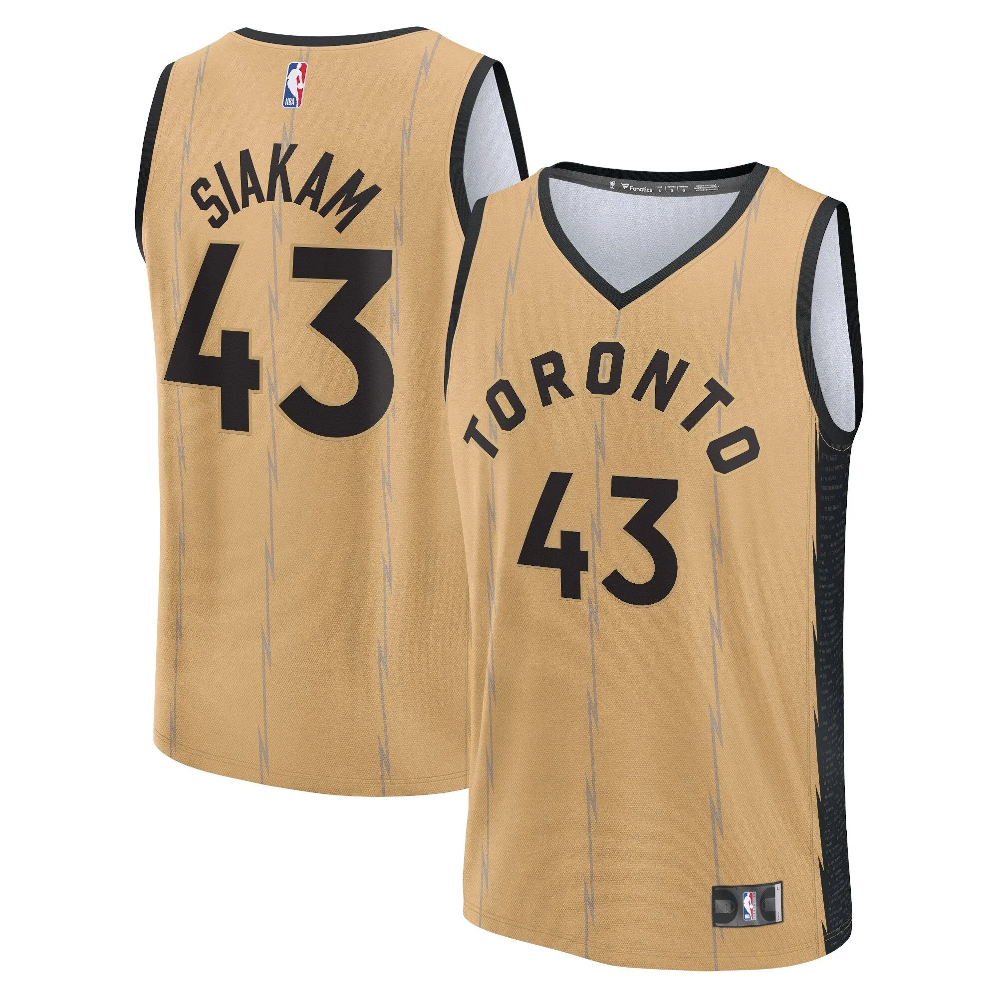 Pascal Siakam Toronto Raptors Fanatics Branded Fast Break Jersey - Gold - City Edition